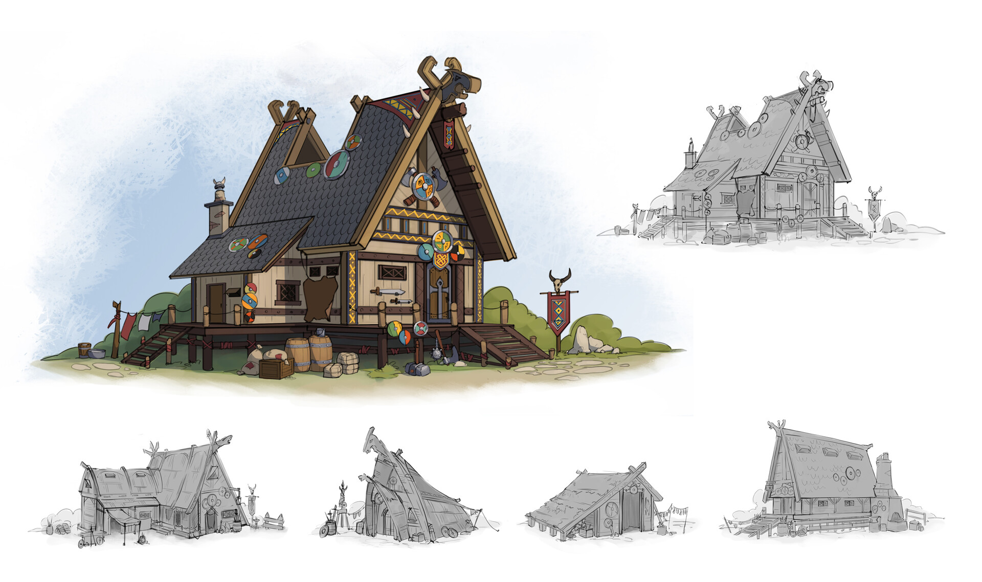 Artstation - Sketches For Viking Houses Set, Lucy