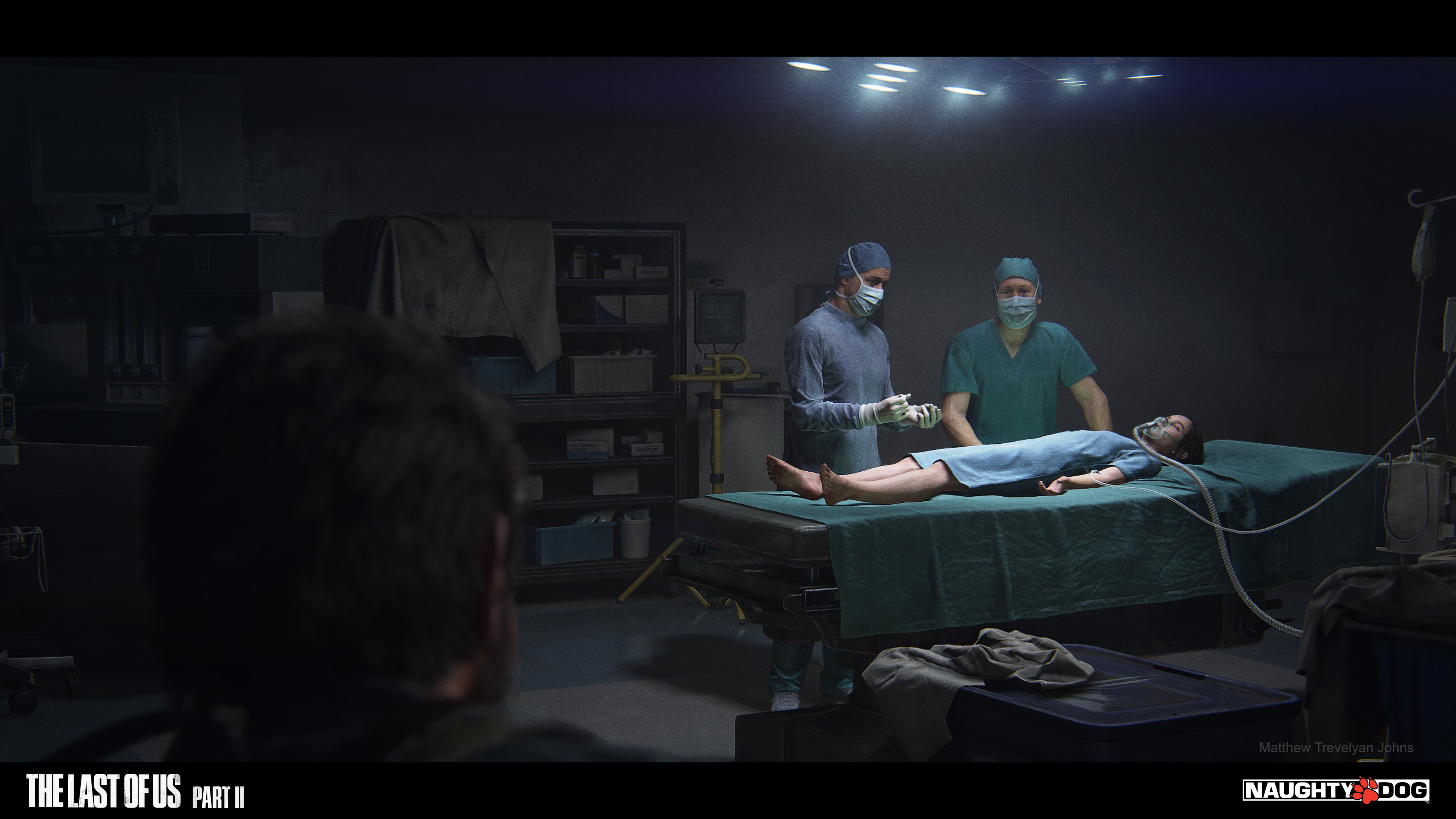 I worked on multiple version of this surgery room, it was seen in 5 different sequences, with different lighting, prop placement and shader blends, managing these scenes and ensuring consistency of key elements throughout was a challenge!