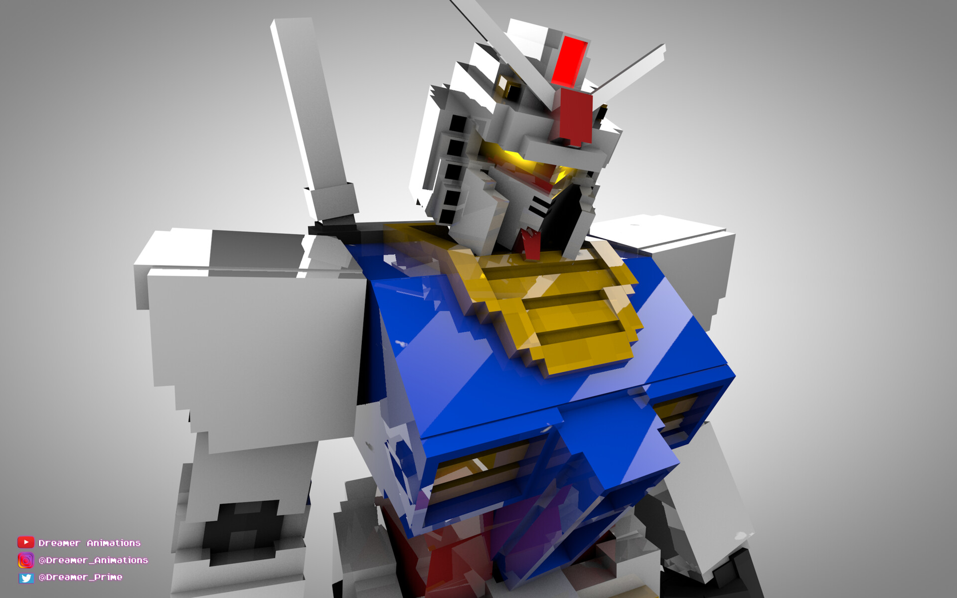 Artstation Gundam Minecraft Style