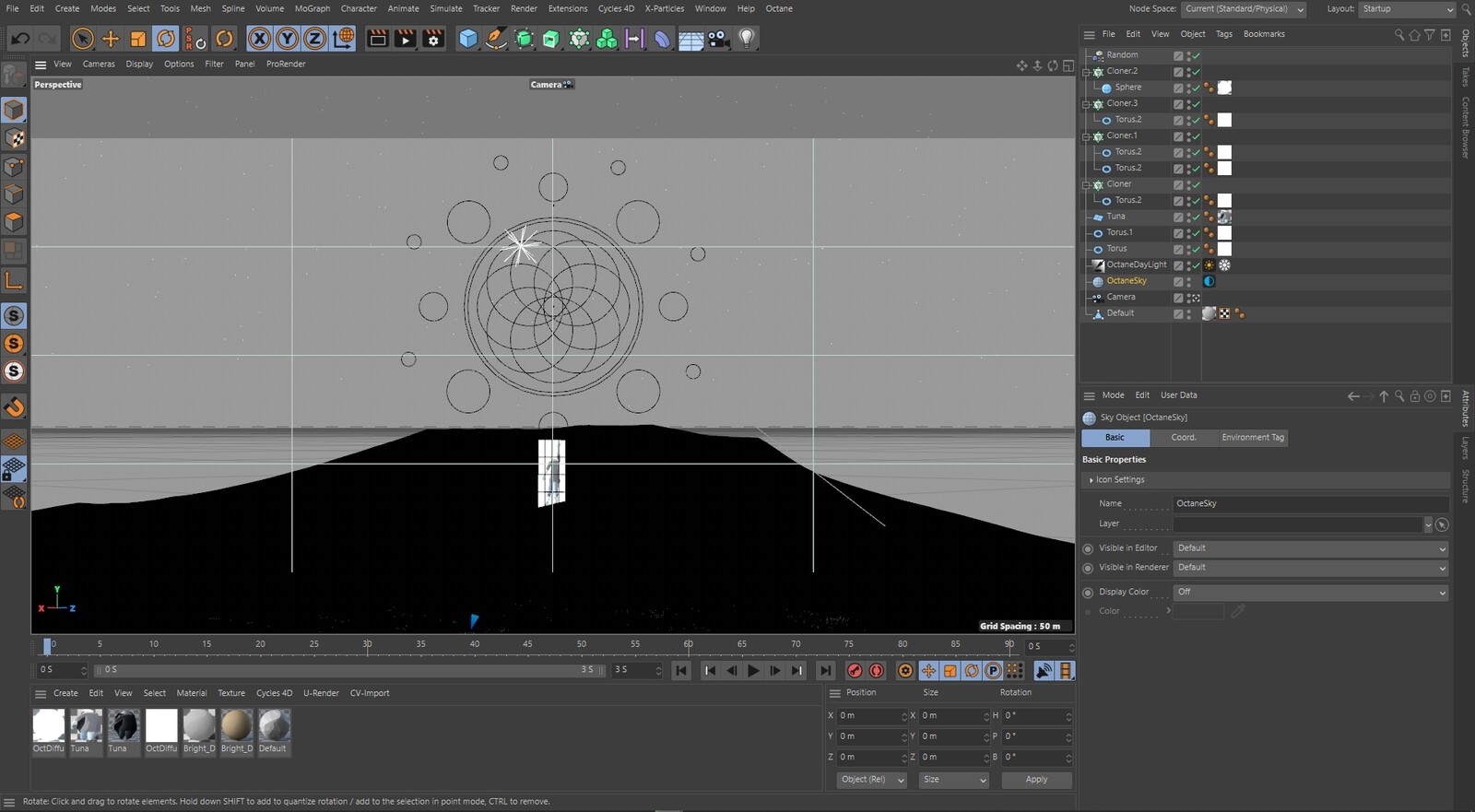 Scene in Cinema4D (note it's black... because the geometry there is super dense).