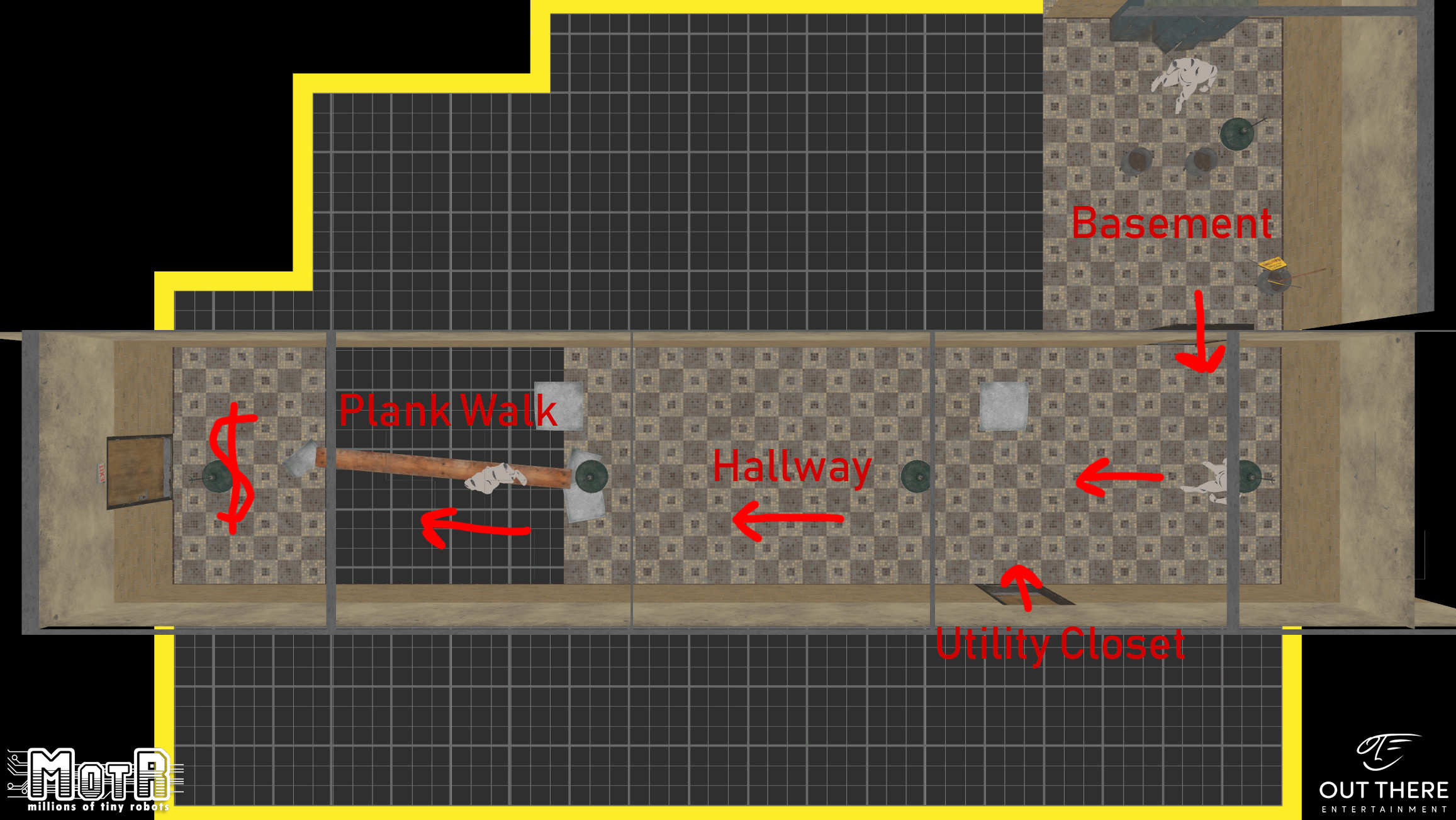 Early level design that abides by motion capture stage requirements.