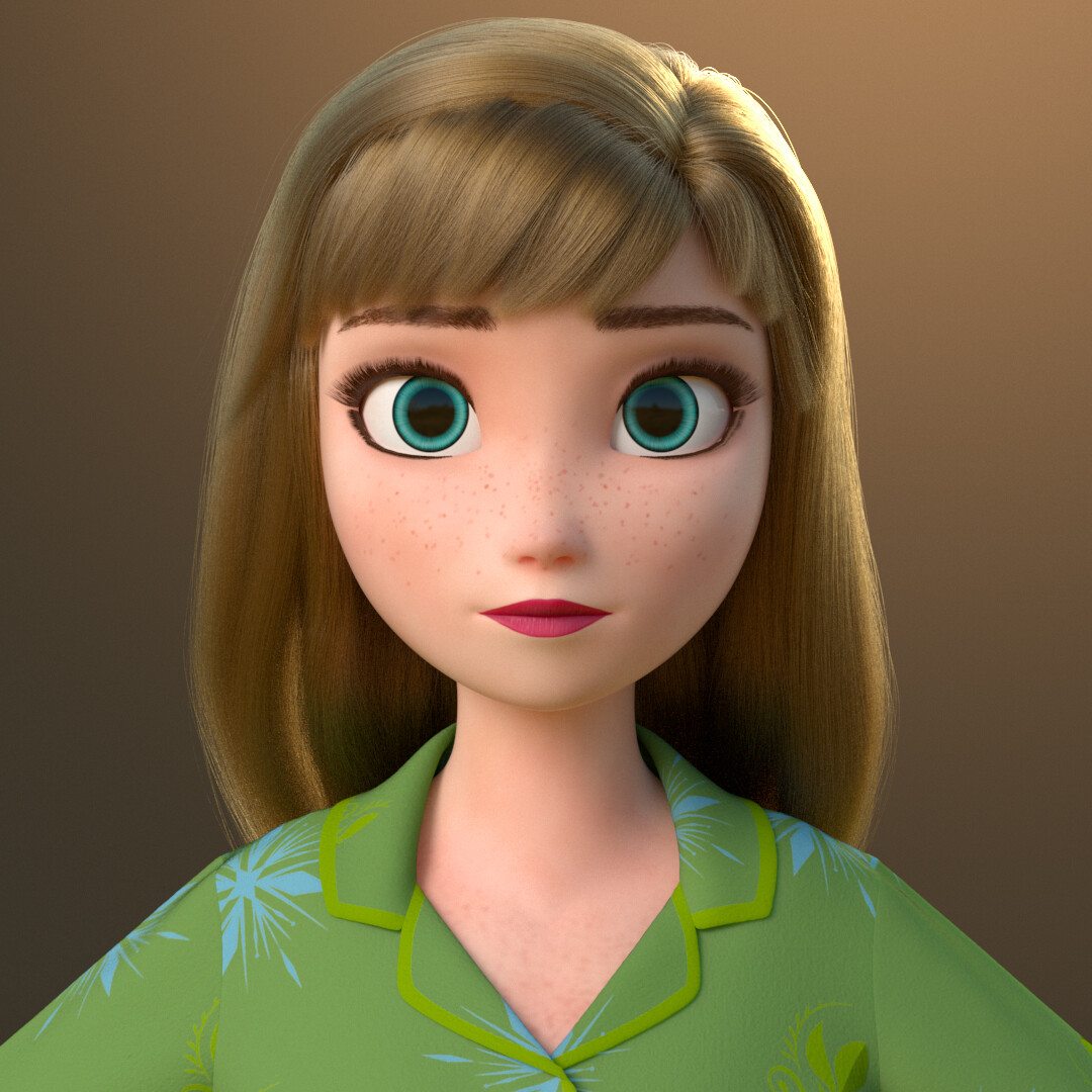 Artstation Long Hair Anna 3d Character Modeling