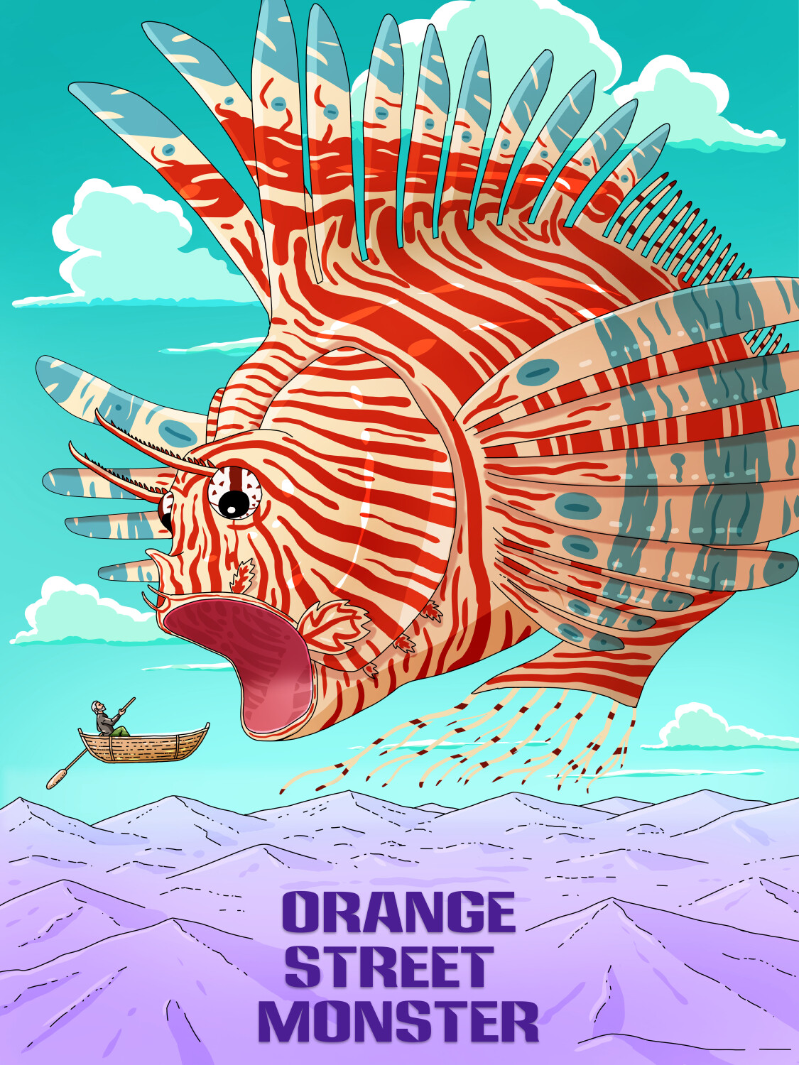 Orange Street Monster Band Concert Poster sci-fi Illustration