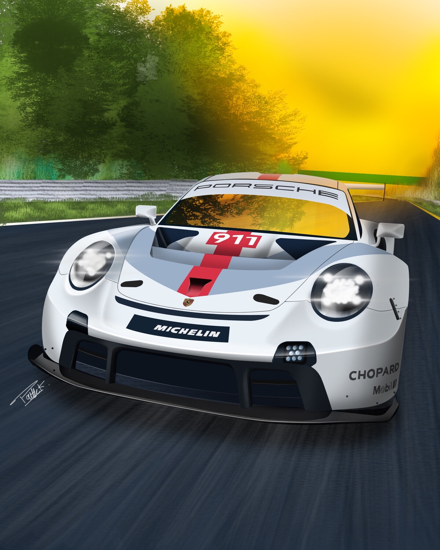 ArtStation - Porsche 911 RSR 19' Photoshop Painting