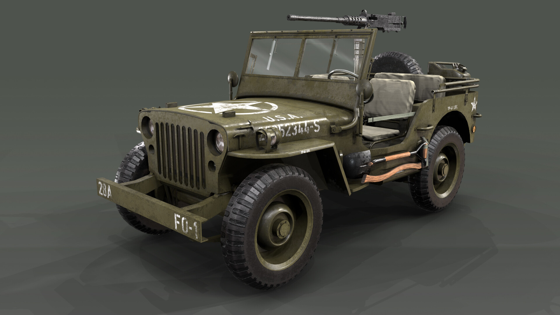 Artstation Willys Jeep And Browning M2 Machine Gun Game Assets Ahmet Emin Gencerk