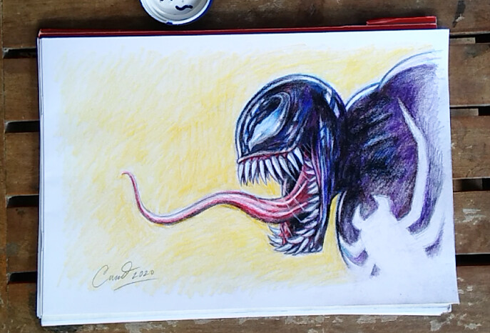 Venom pencil drawing by Stephen Ward  No 3169