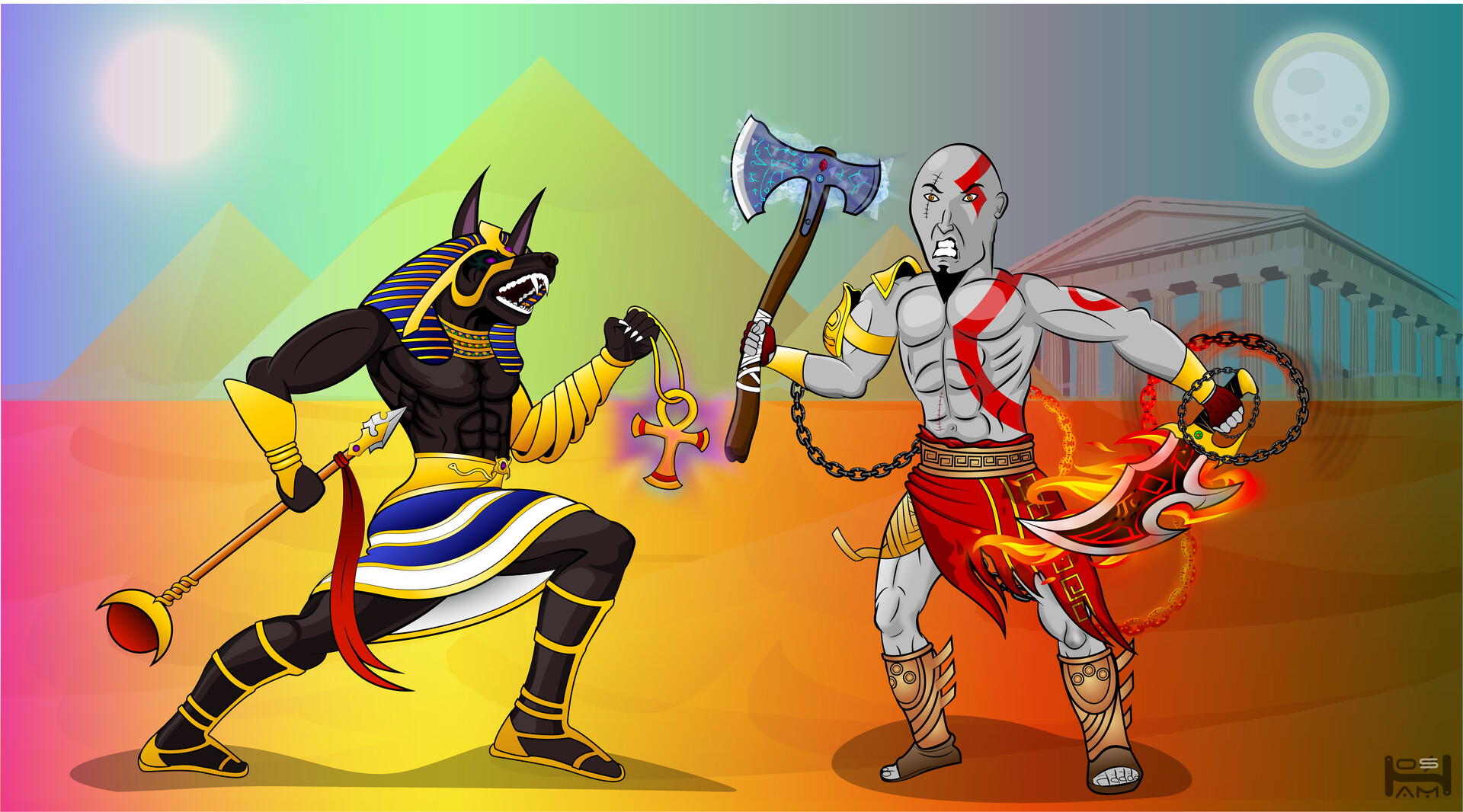 Artstation Anubis Vs Kratos Hossam Fathi