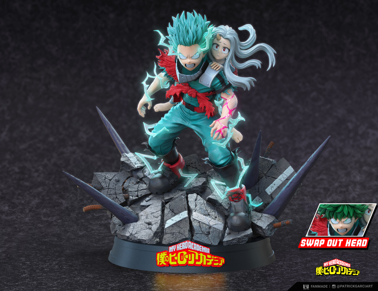Artstation Bnha Midoriya And Eri Full Cowl 100 Fanmade Statue Patrick Garcia One call away full mep. bnha midoriya and eri full cowl 100