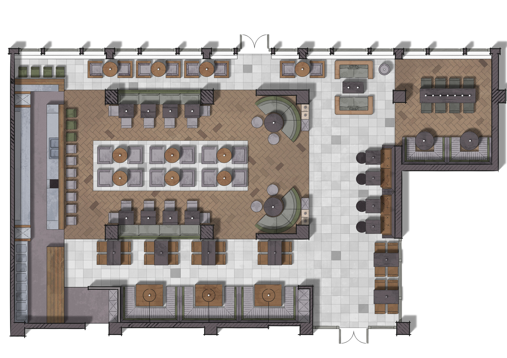 ArtStation - Floor plan 2D rendering restaurant