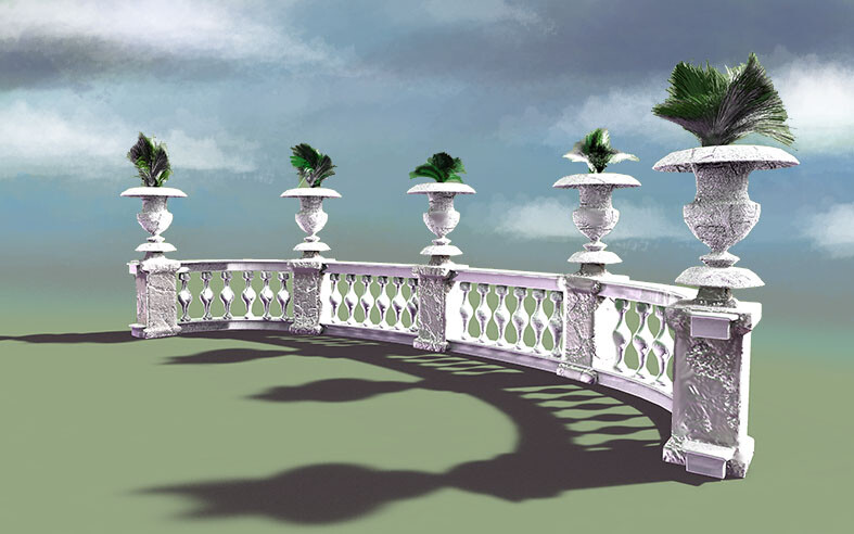 ArtStation - Баллюстрада с вазами и цветами - balustrade with vases and ...