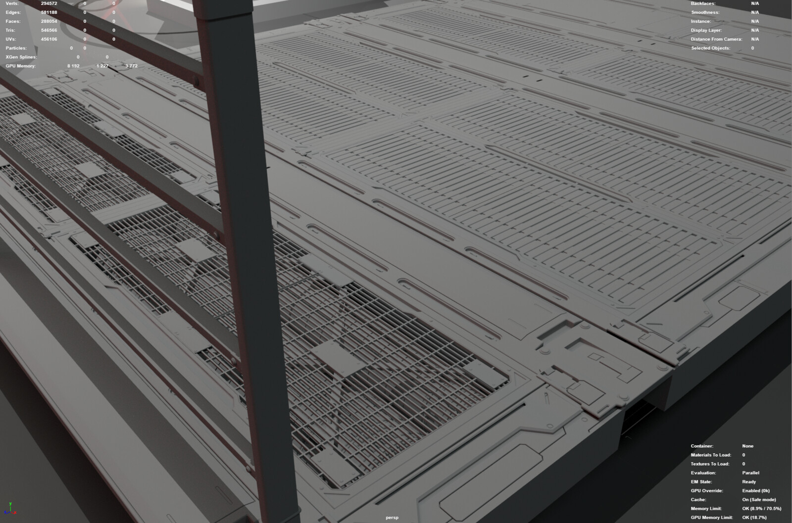 All Floor panels modeled. They are midpoly, will be baked later with a parallax occlusion on planes or LP geometry