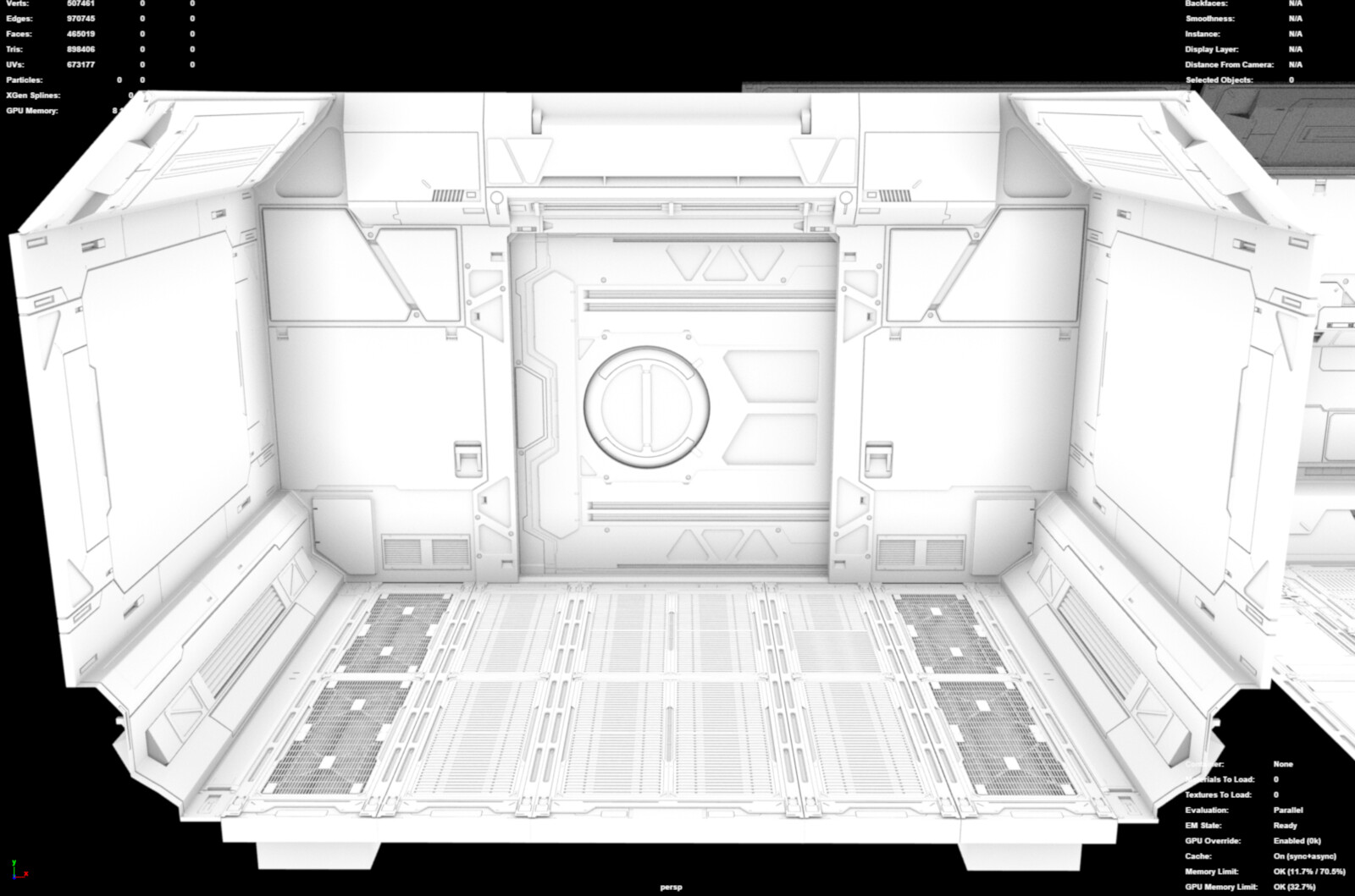 First wall and floor elements with a door element in an AO render to see if the design is right