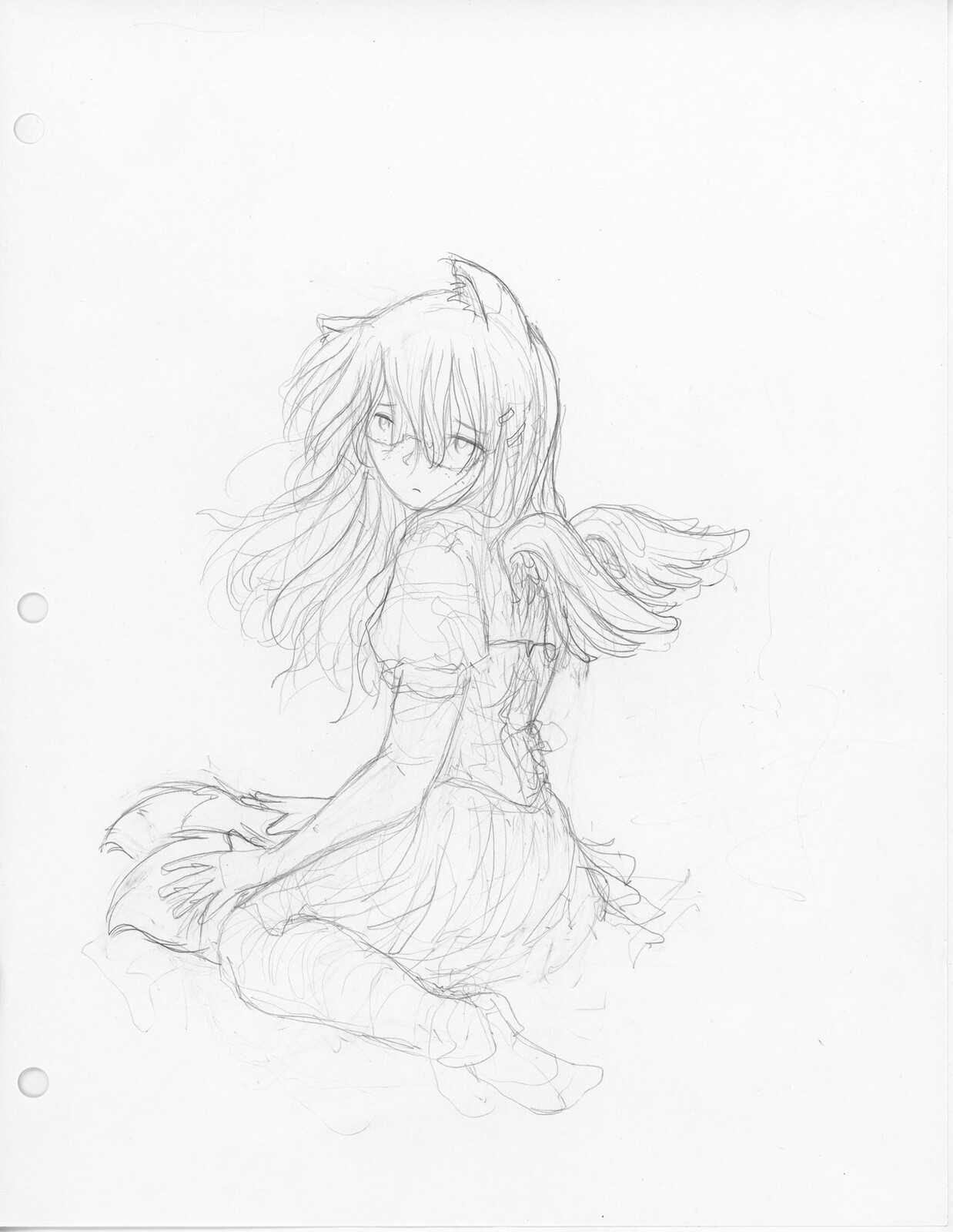 Initial rough sketch, Pencil (HB) on HP Bright White Inkjet Paper
