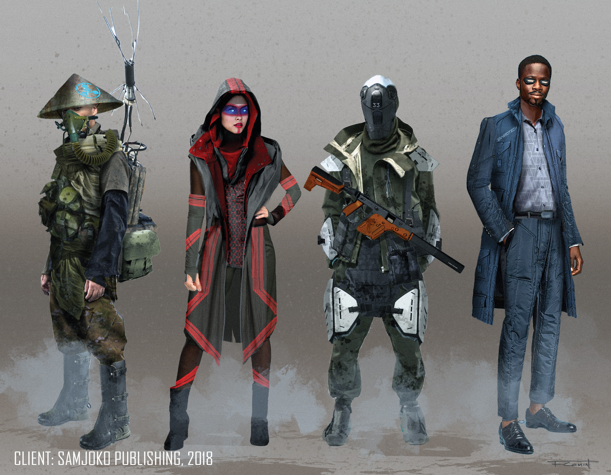 Character wardrobe concepts for Samjoko Publishing's roleplaying game Hack the Planet
