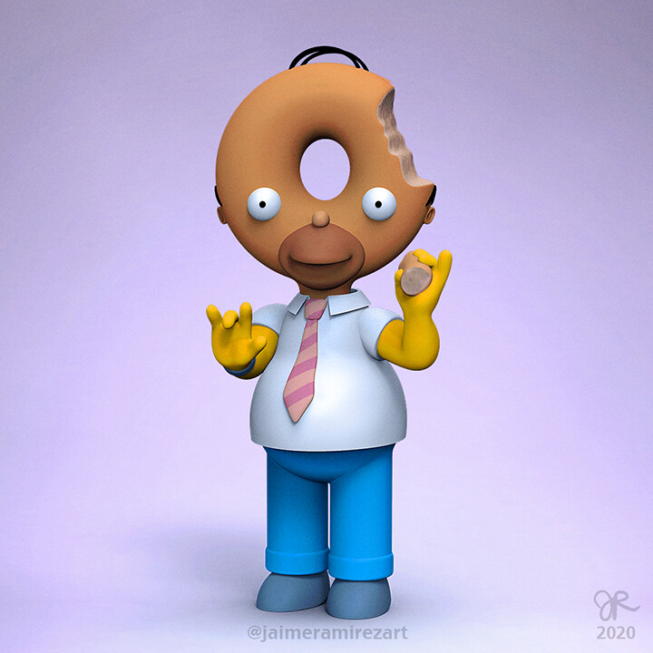 Artstation Donut Head Homer Simpson Collectible Figure Jaime Ramirez