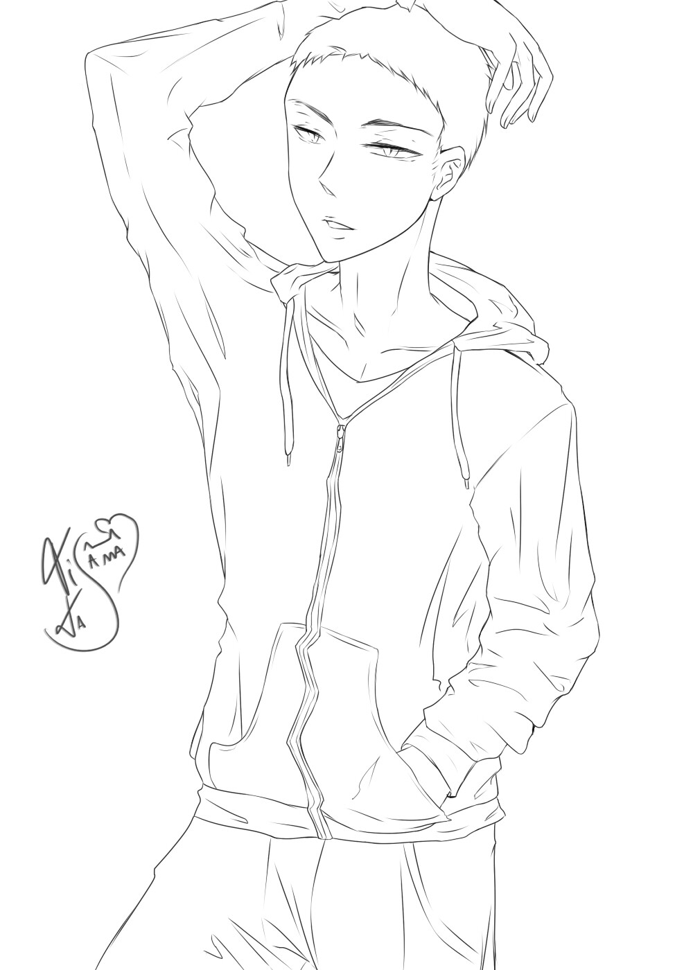 Tita Sama Manga Lineart Ink Boy