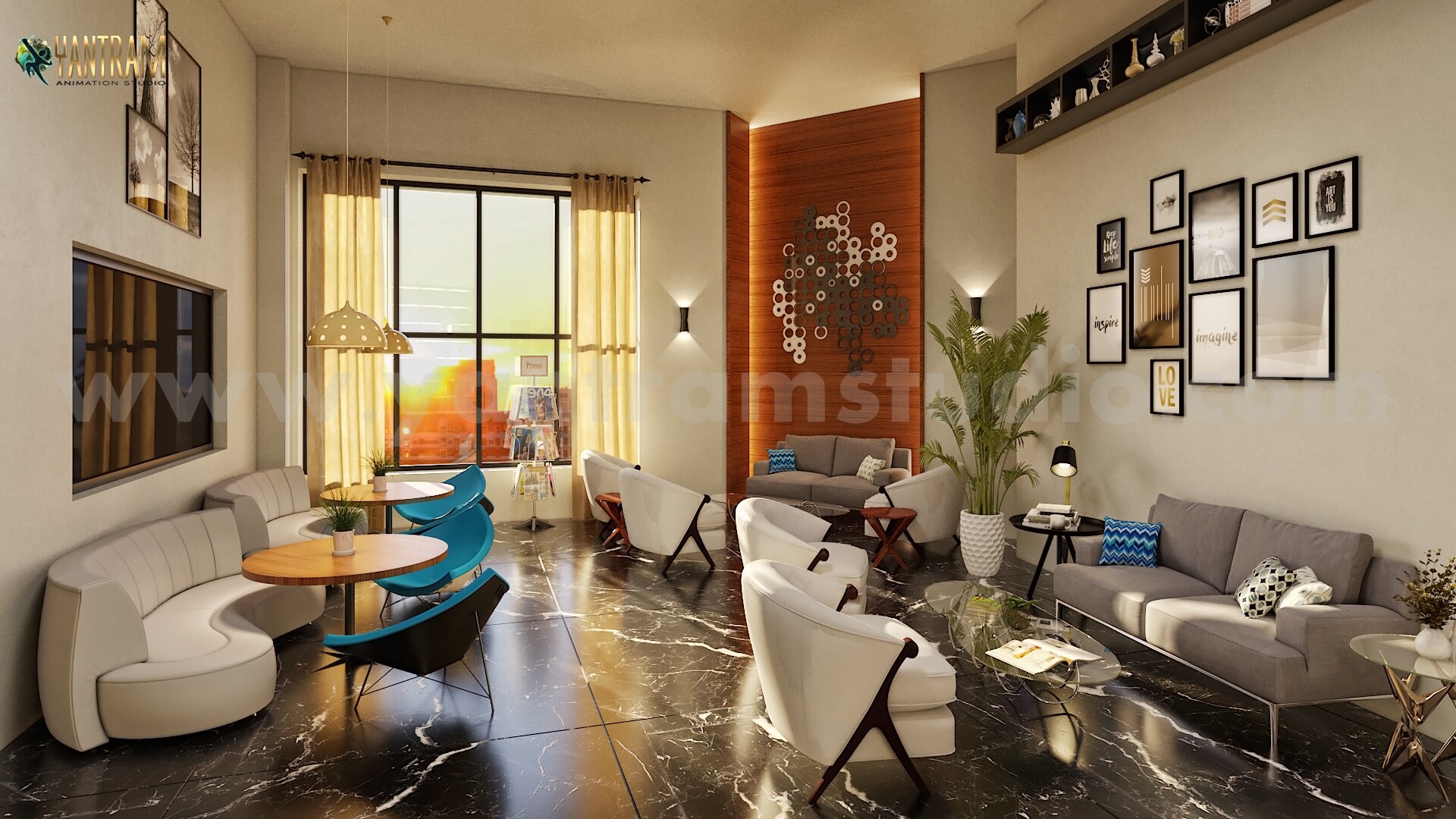 ArtStation Restaurant Waiting area of 3D Interior Design Firm by