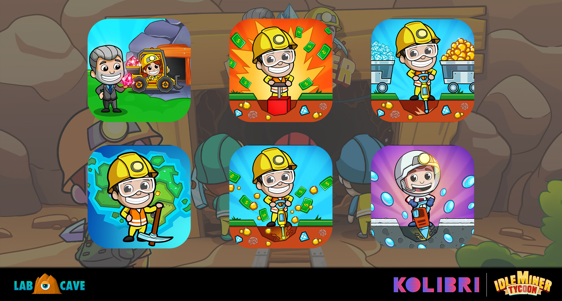 LAB CAVE - Idle Miner Tycoon- CRO assets for Google Play and