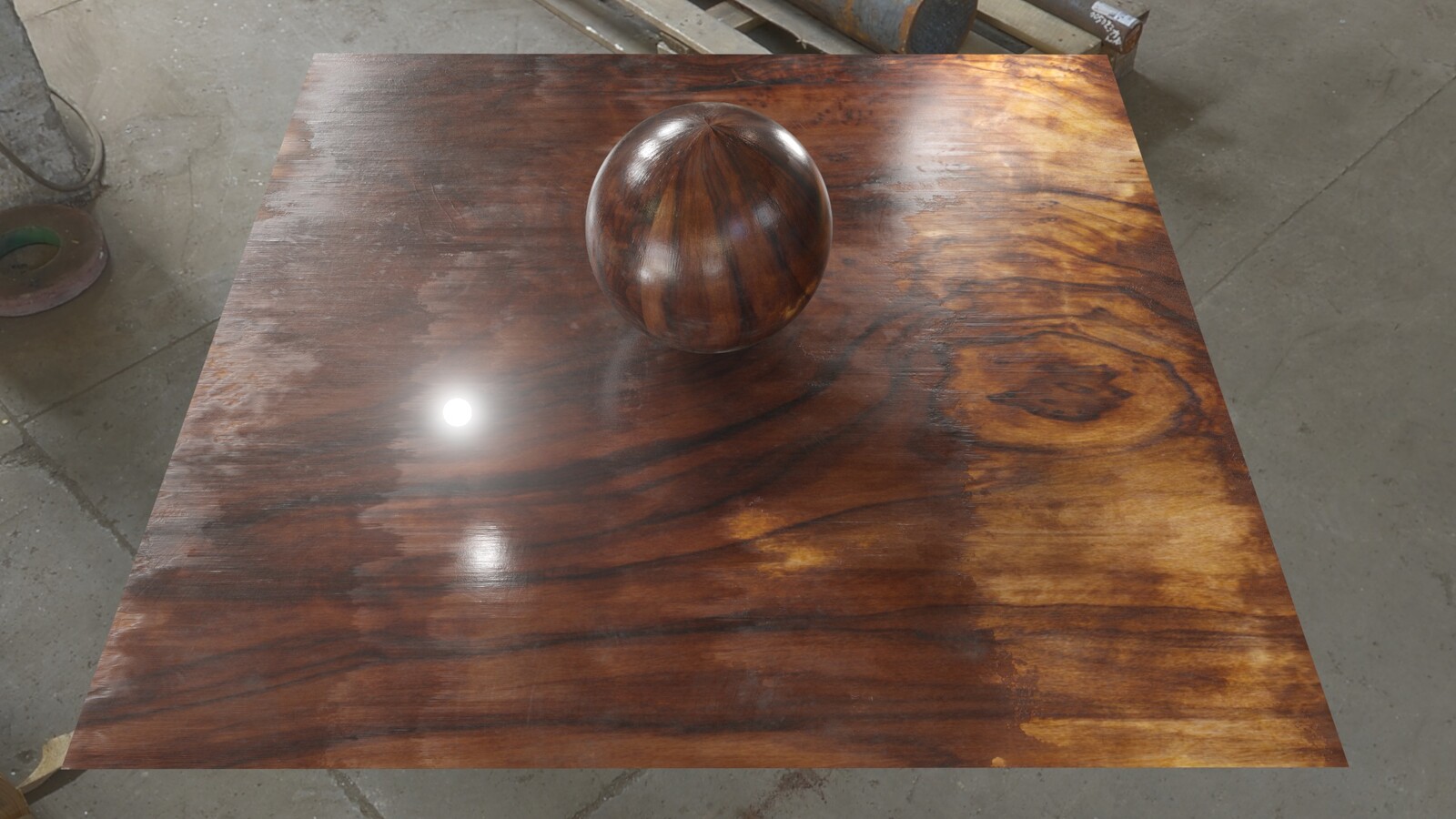 procedural wood varnish test with a different varnish mask