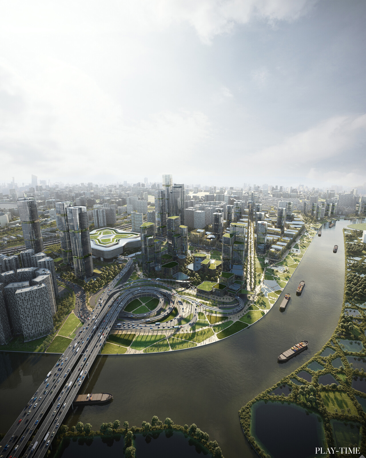 Huanggang Masterplan in Shenzen by  EMBT Architects. Image by Play-time