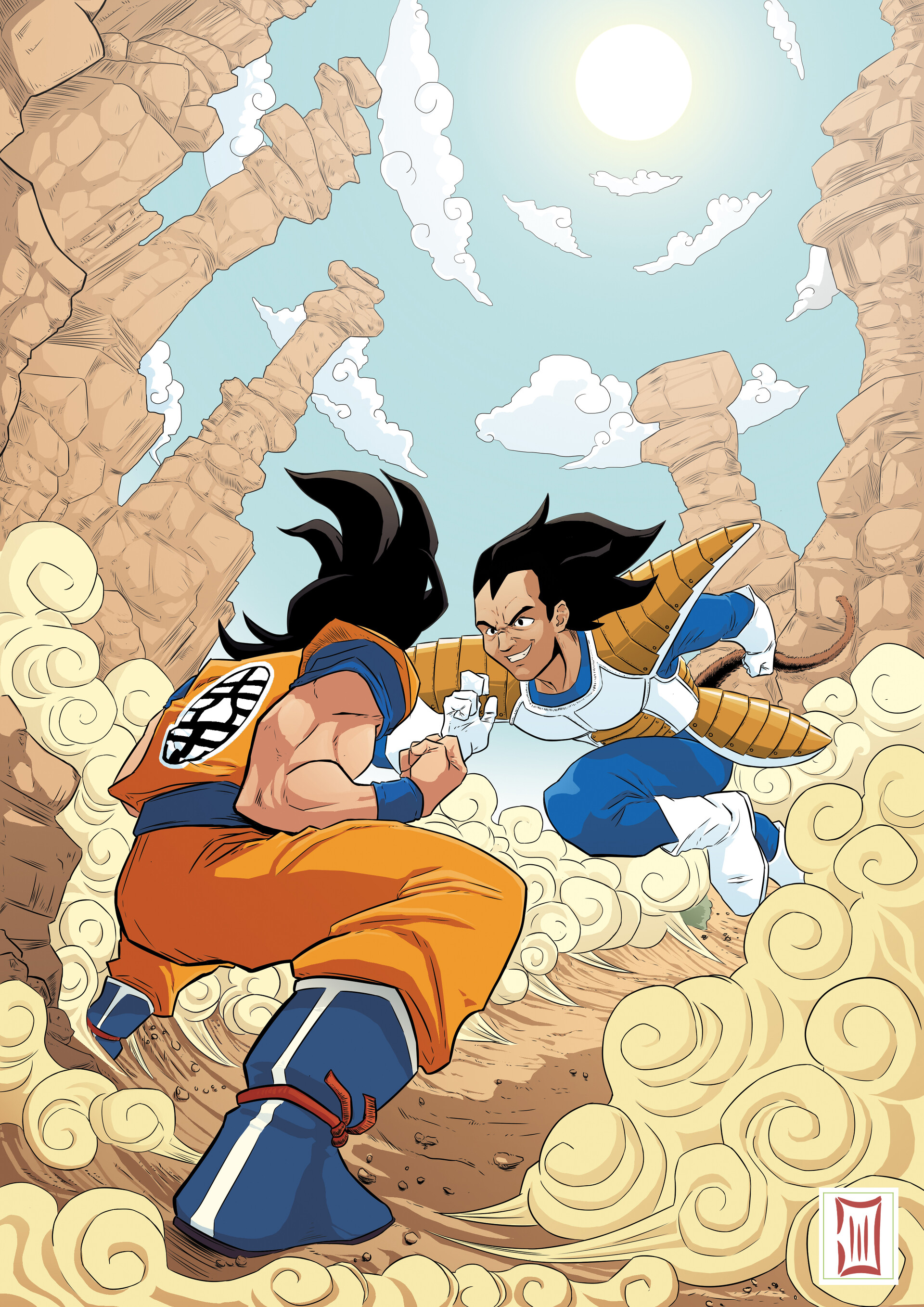 Son Goku, dragon ball, super saiyan, White hair, fighting pose - SeaArt AI