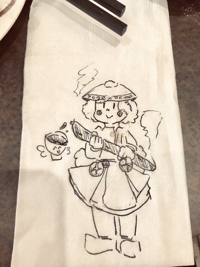 original sketch (yes, done in a restaurant on a piece of napkin)