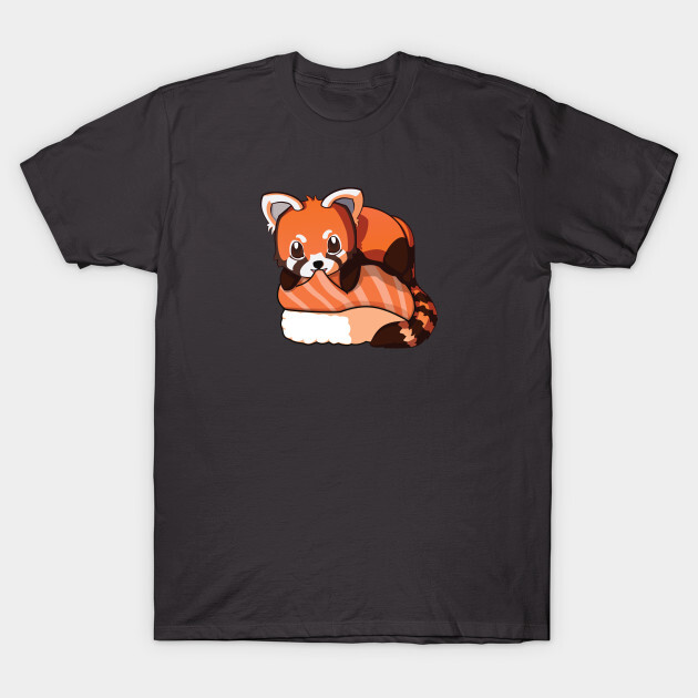 You can find the prints on teepublic. 
https://www.teepublic.com/t-shirt/2052006-red-panda-salmon-sushi?store_id=125261