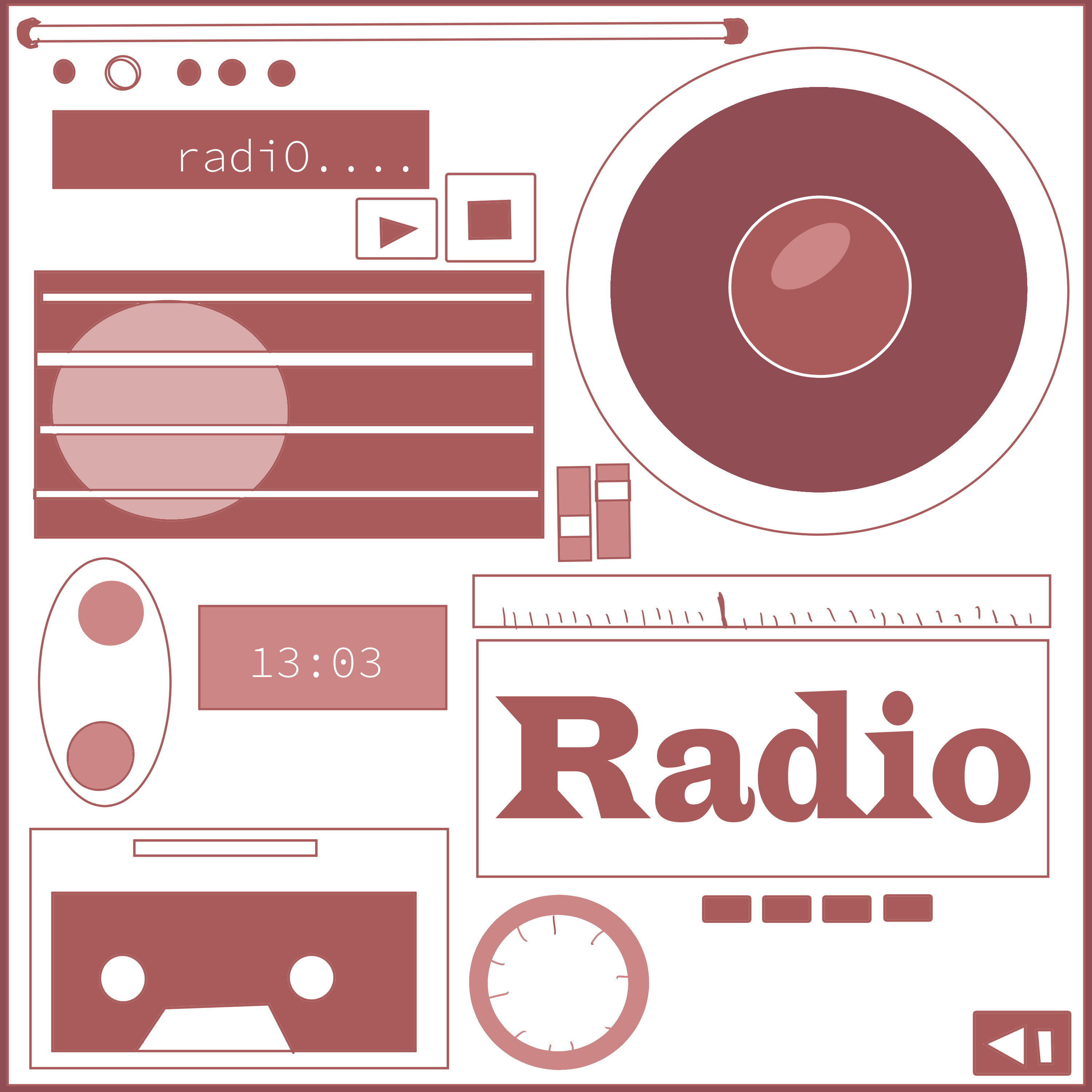 Day 4: Radio
This one is less inky, more graphic design. I still left it at a "sketchy" stage.