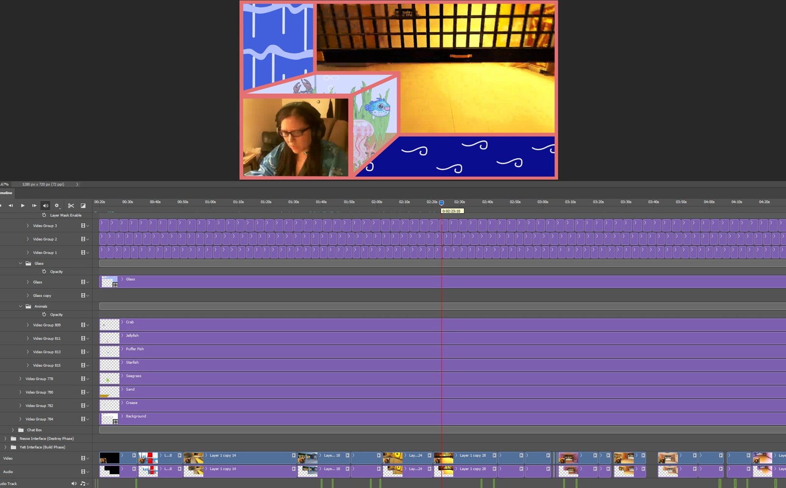 The "Aquatic Friends" visual effect within Photoshop video editor