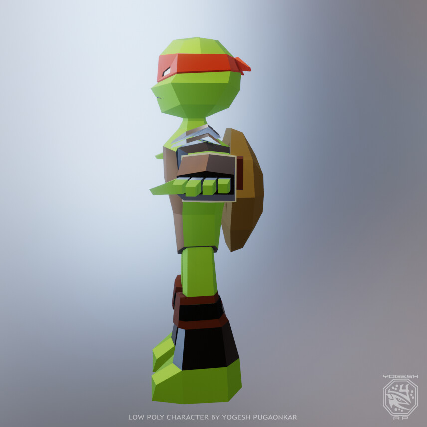 Yogesh Pugaonkar Low Poly 3d Art Ninja Turtle