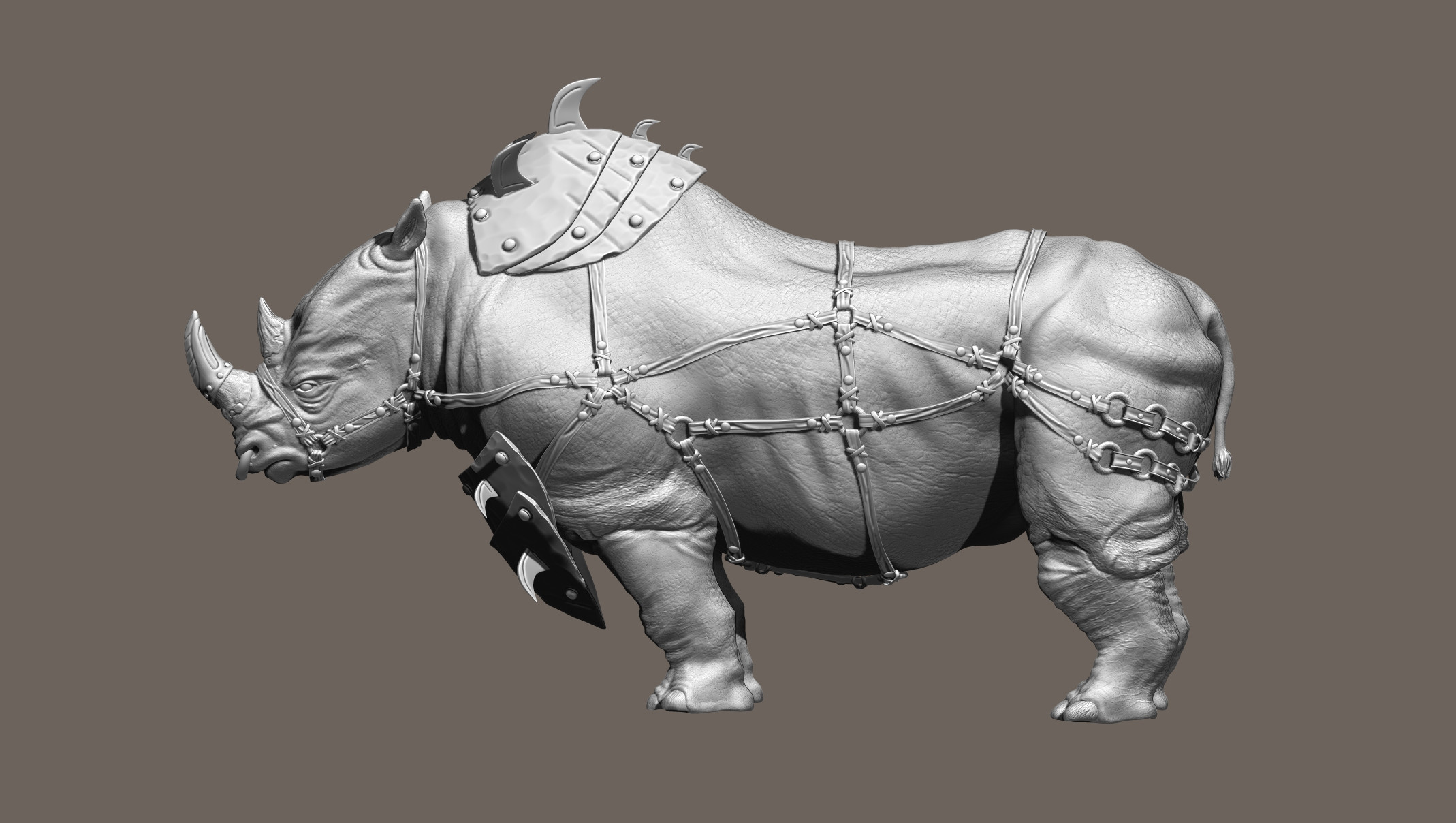 High poly model with optional armor, without materials.