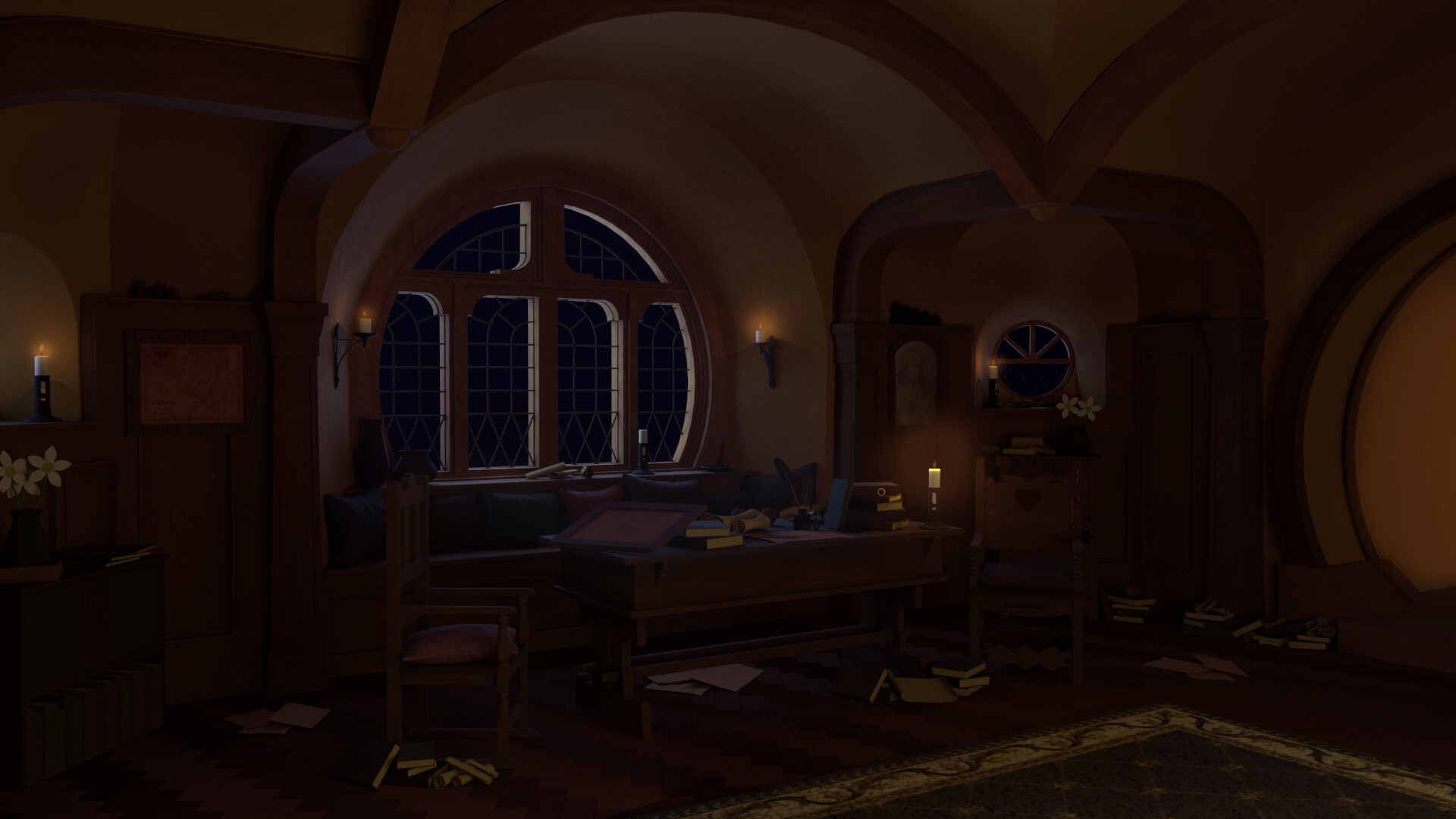ArtStation - 3D Modeling - Inside the Hobbit House.