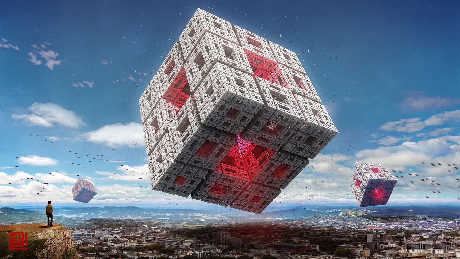 Утроенный куб. Куб сюрреализм. Фантастический куб. Sci-Fi куб. Куб фэнтези.