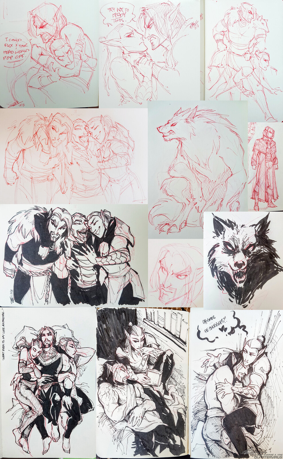 A collection of sketches feat. Melaril Salingor, or as we like to call him, 'Melboof'