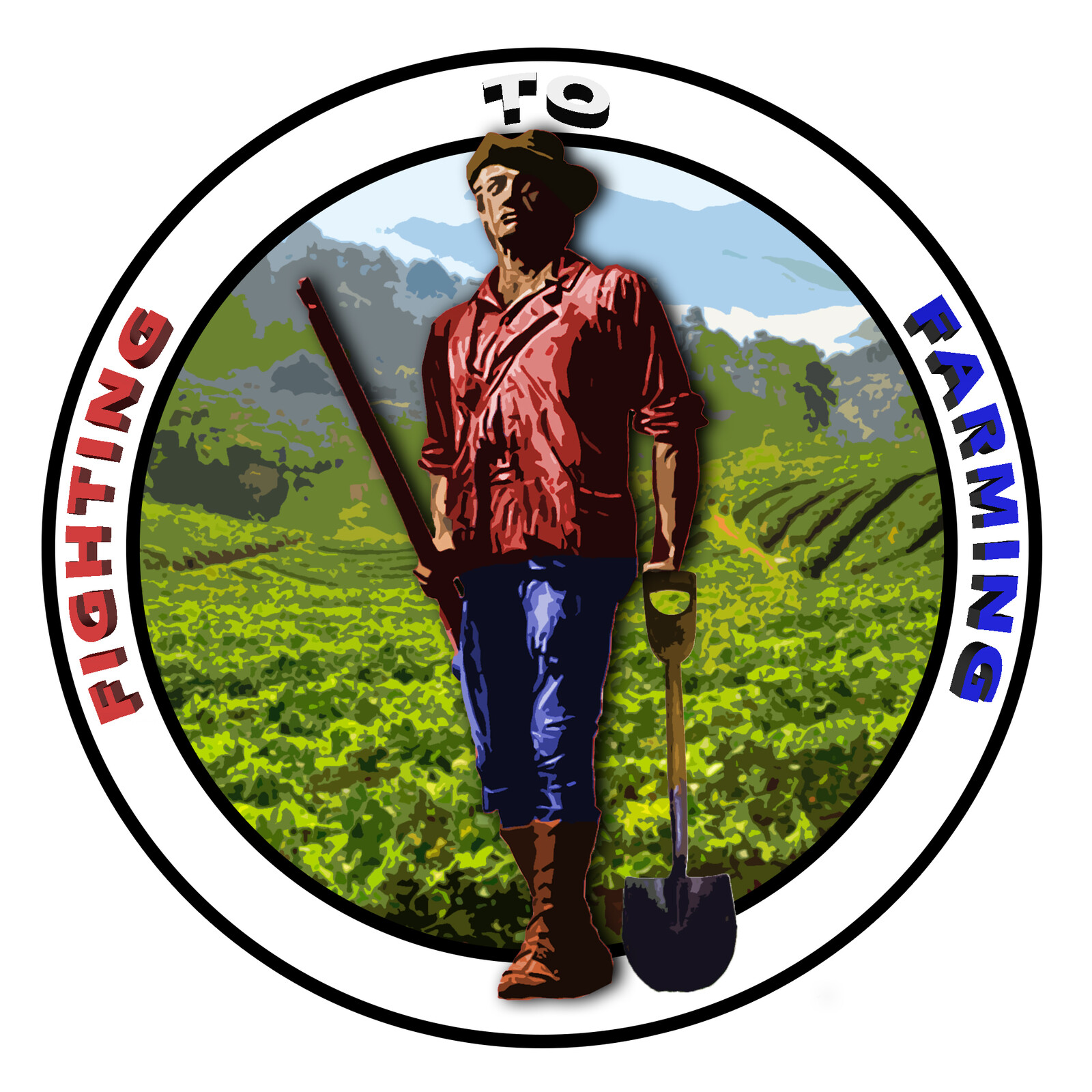 The first F2F logo concept, 2nd variation (3D, Color Title, Shovel Version)
