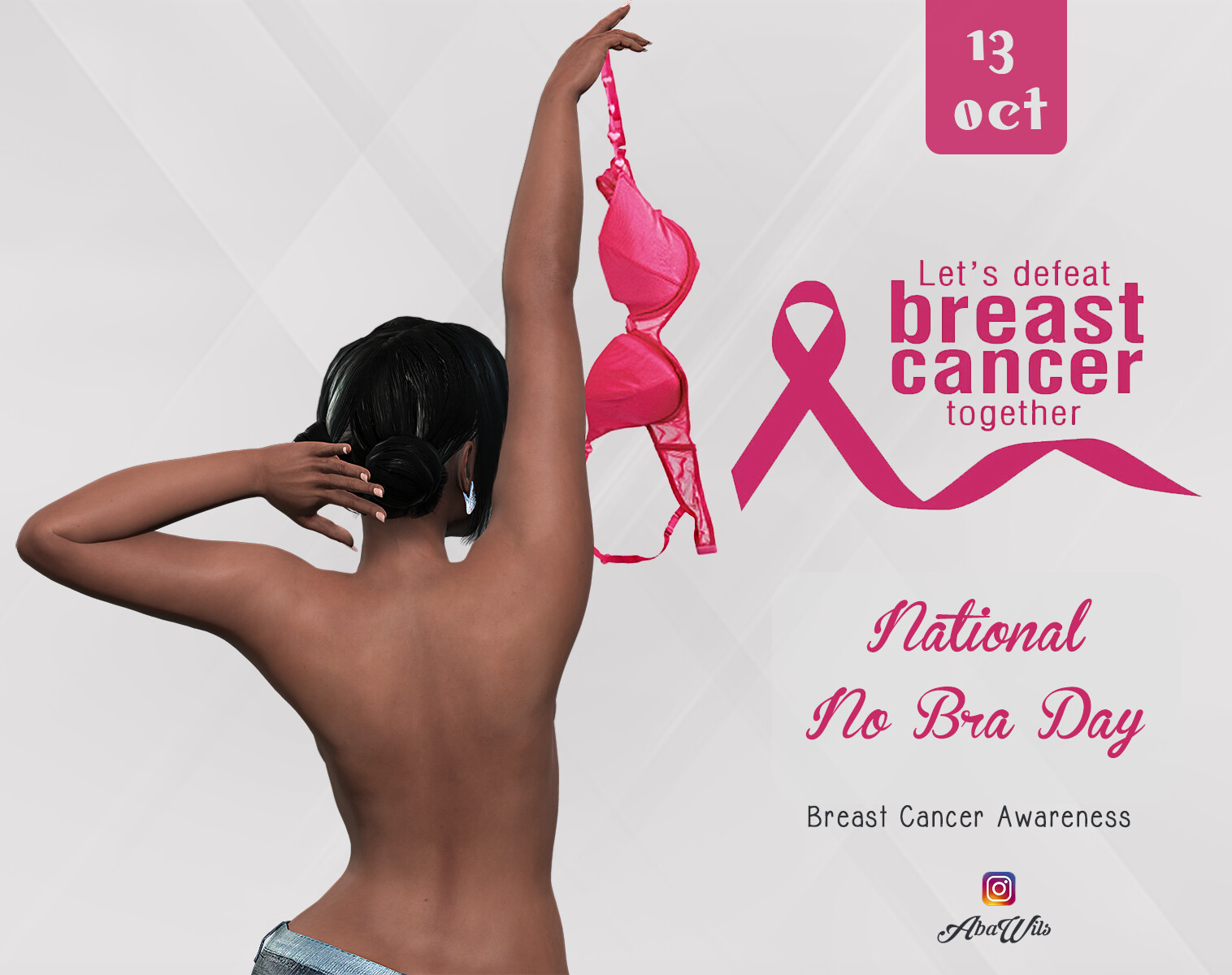ArtStation - No Bra Day Breast Cancer Awareness