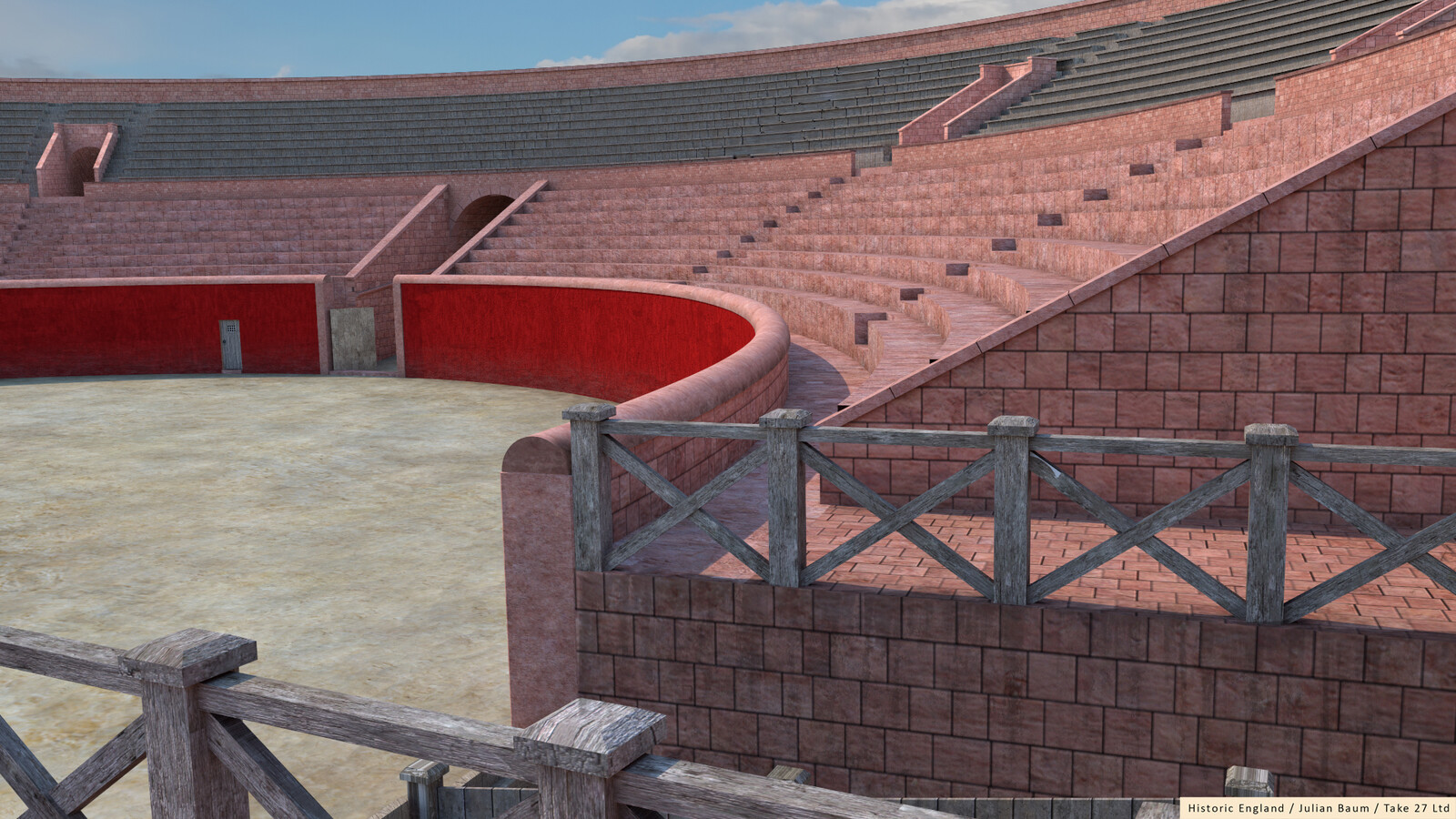 Chester's Roman ampitheatre, showing the lower stone tiers of seating, with the upper tiers being wooden.