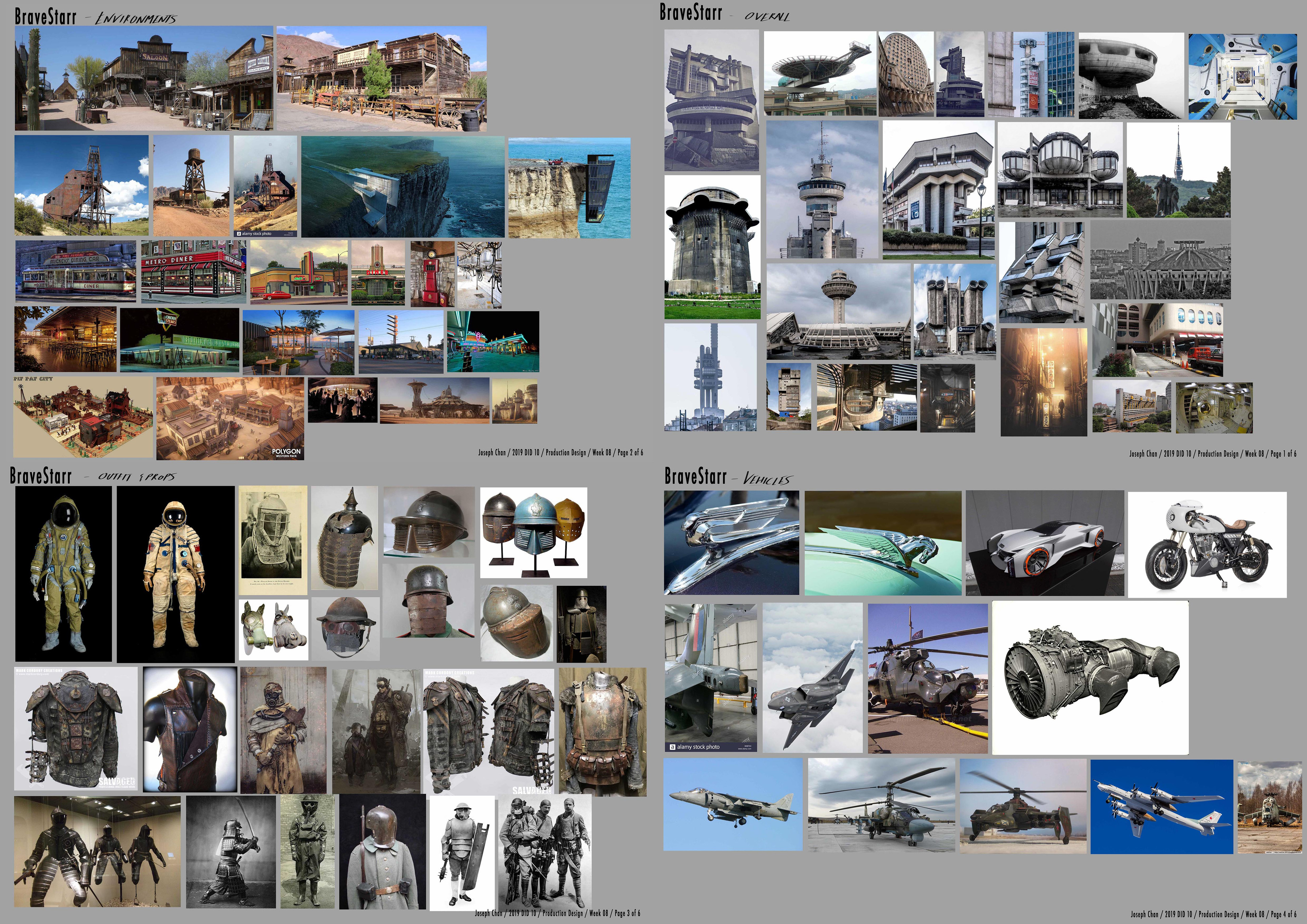 Reference boards for the look and feel of the world.