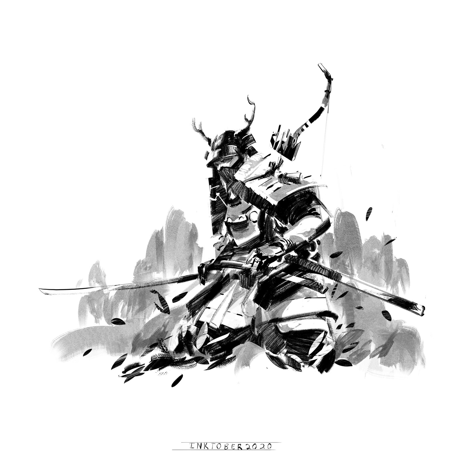 Ghost of Tsushima inktober & process videos