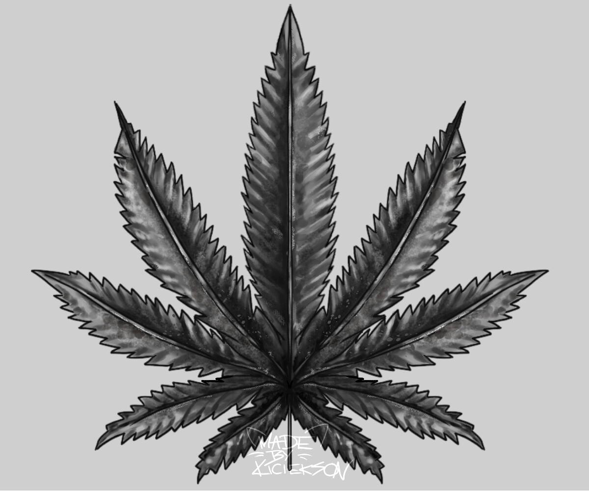 Marijuana Leaf Tattoo Stencil