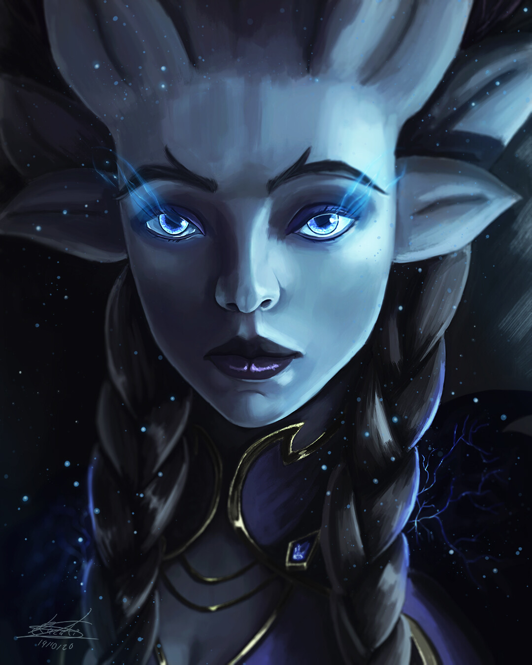 Portrait of Winter Queen from Ardenweald, in World Of Warcraft. 