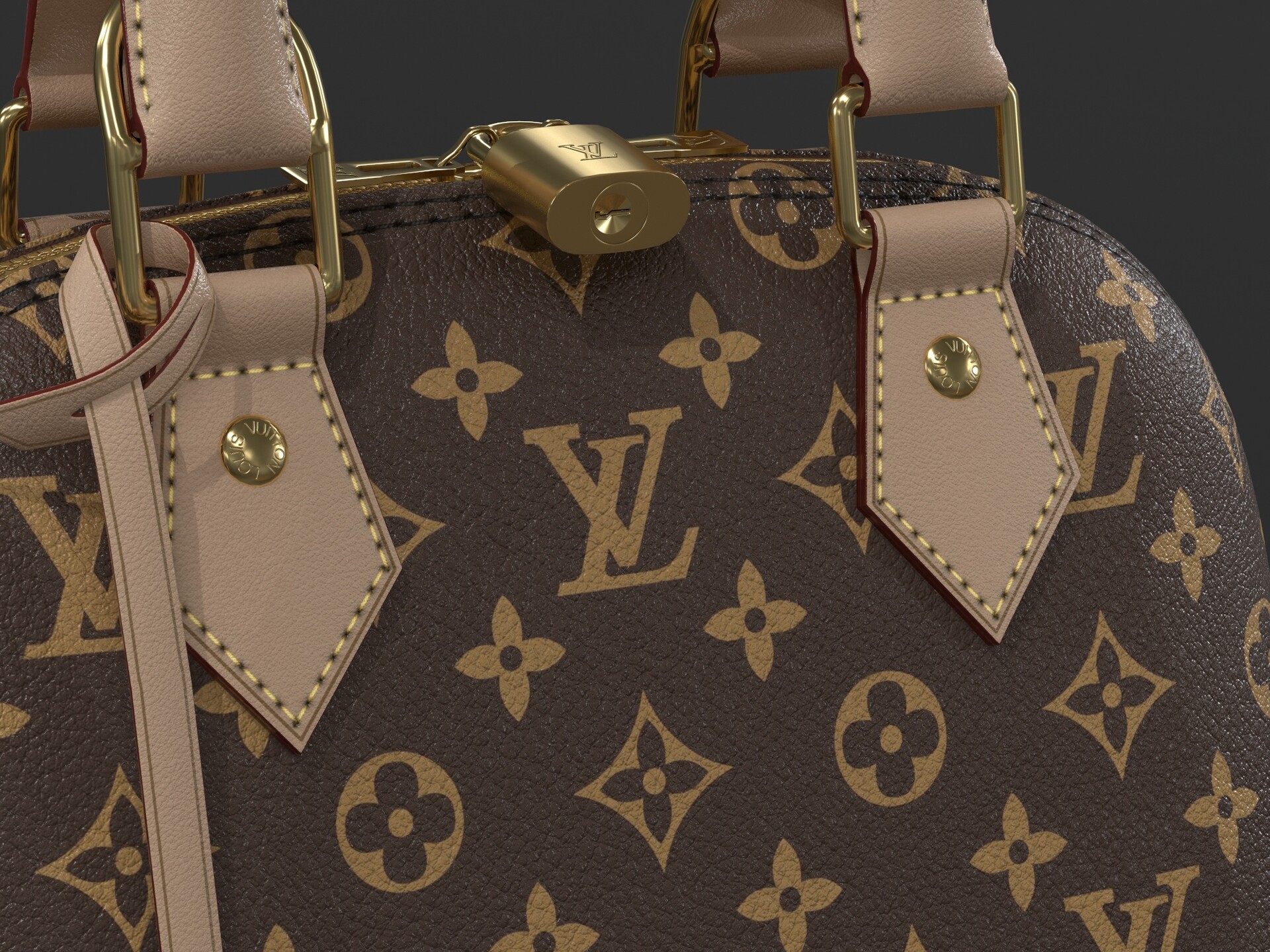 3D model Louis Vuitton Alma BB Bag Monogram Beige VR / AR / low-poly