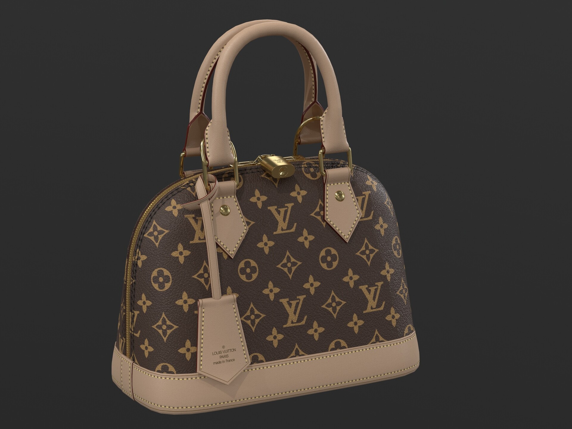 3D model Louis Vuitton Alma BB Top Handle Bag VR / AR / low-poly