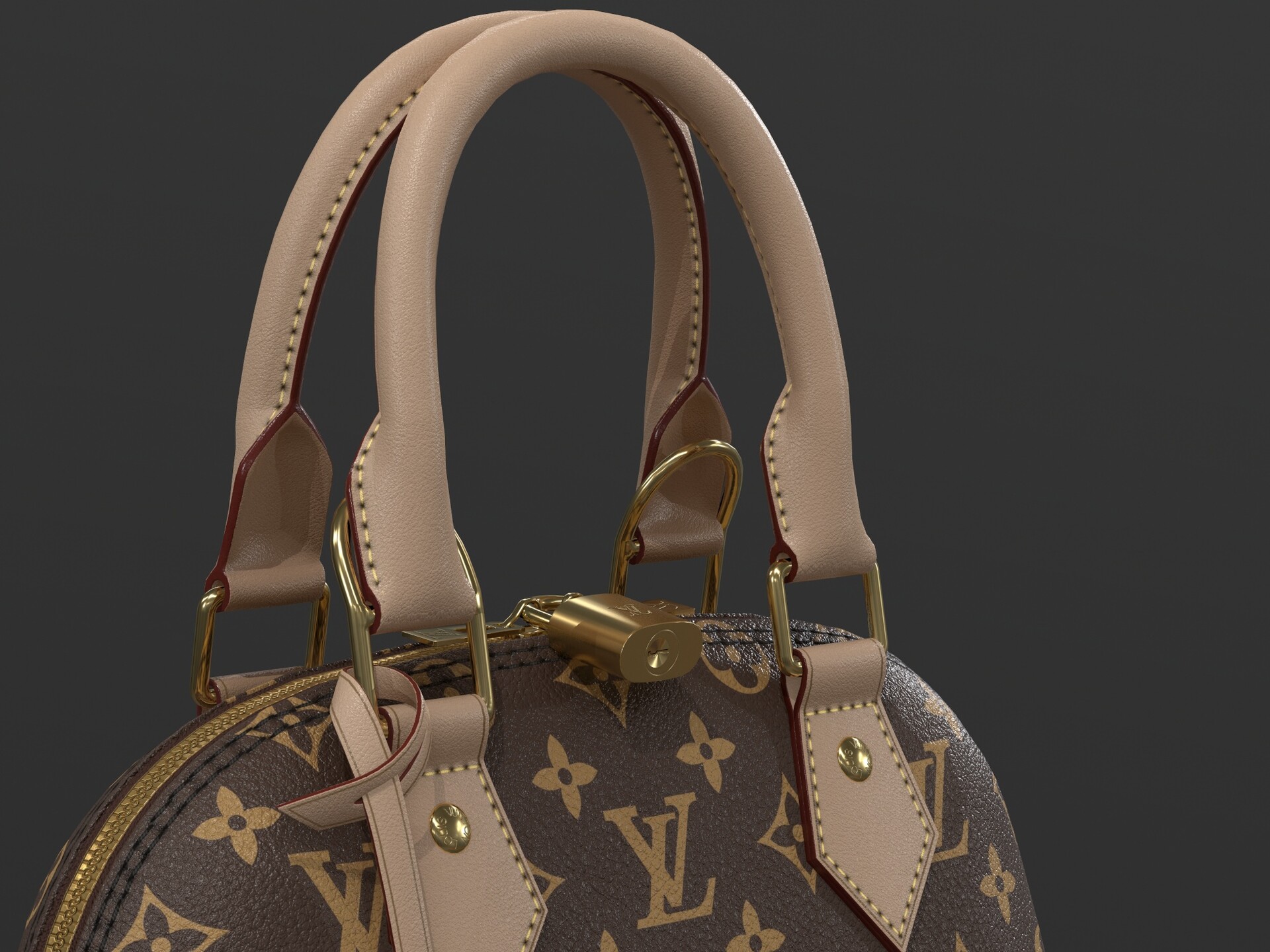 3D model Louis Vuitton Alma BB Bag Damier Ebene Canvas VR / AR