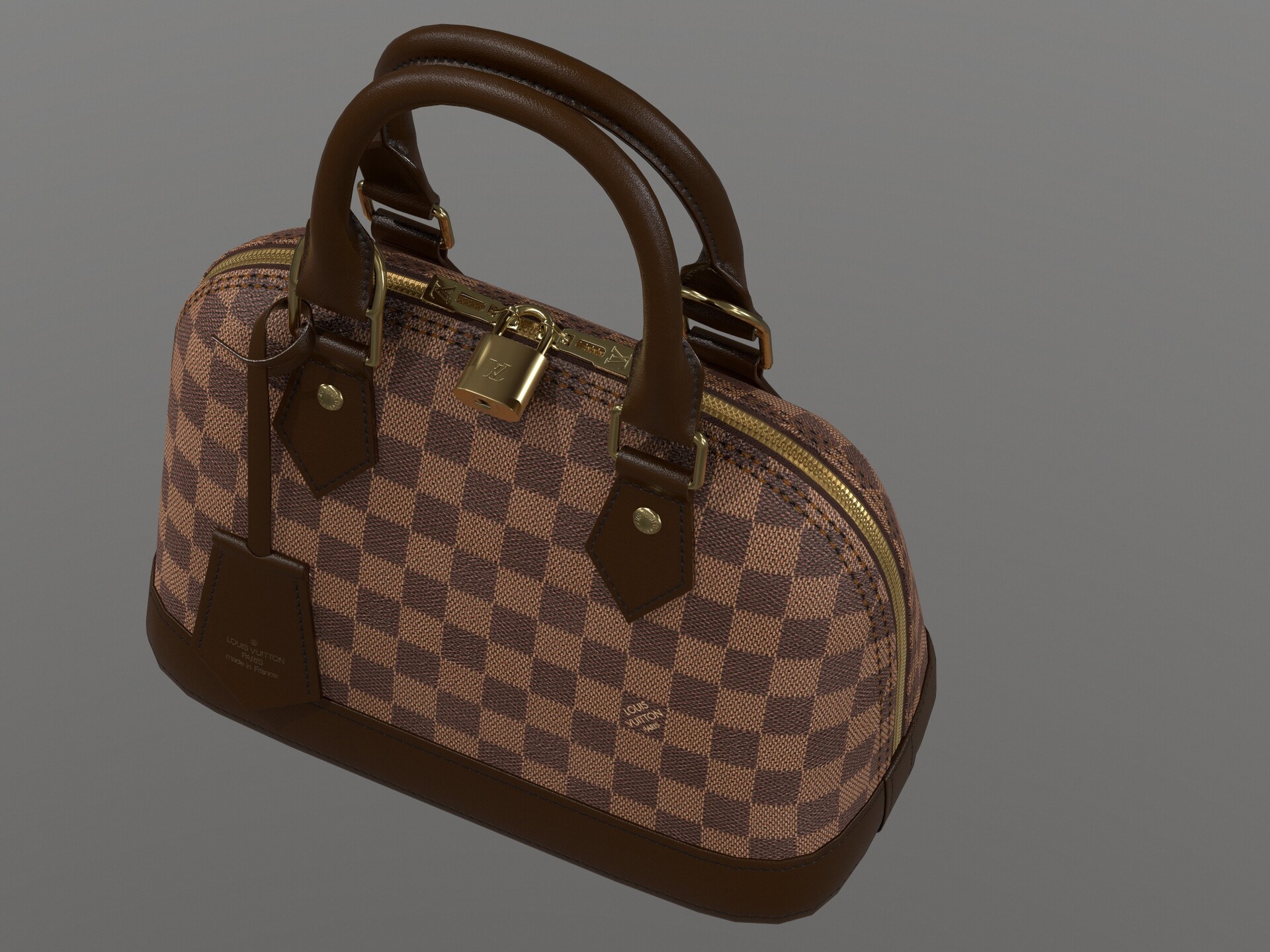 3D model Louis Vuitton Alma BB Metallic Leather Top Handle Bag VR / AR /  low-poly
