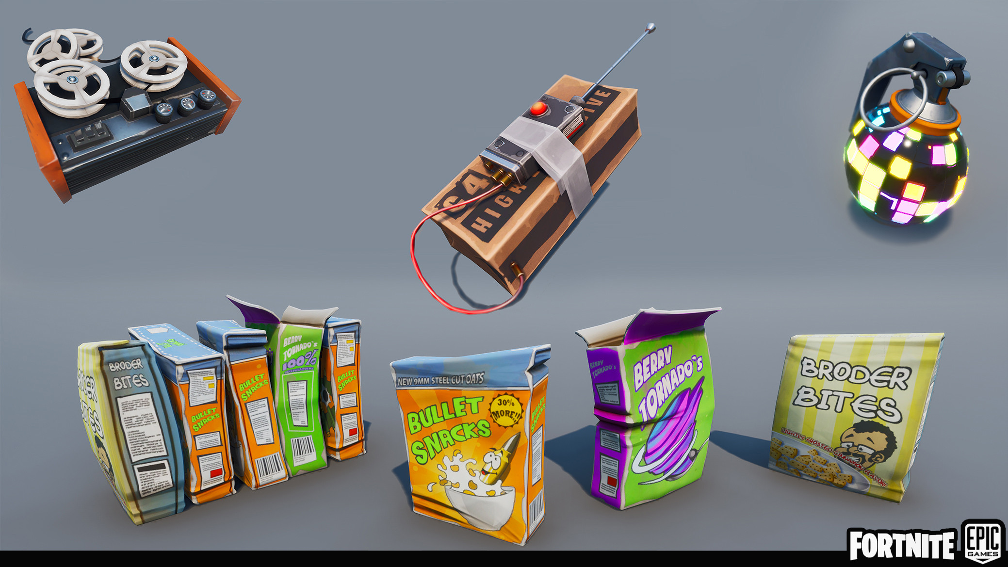 I made a lot of these smaller props and had a lot of fun doing it. The cereal boxes and boogie bomb in particular were a lot of fun.