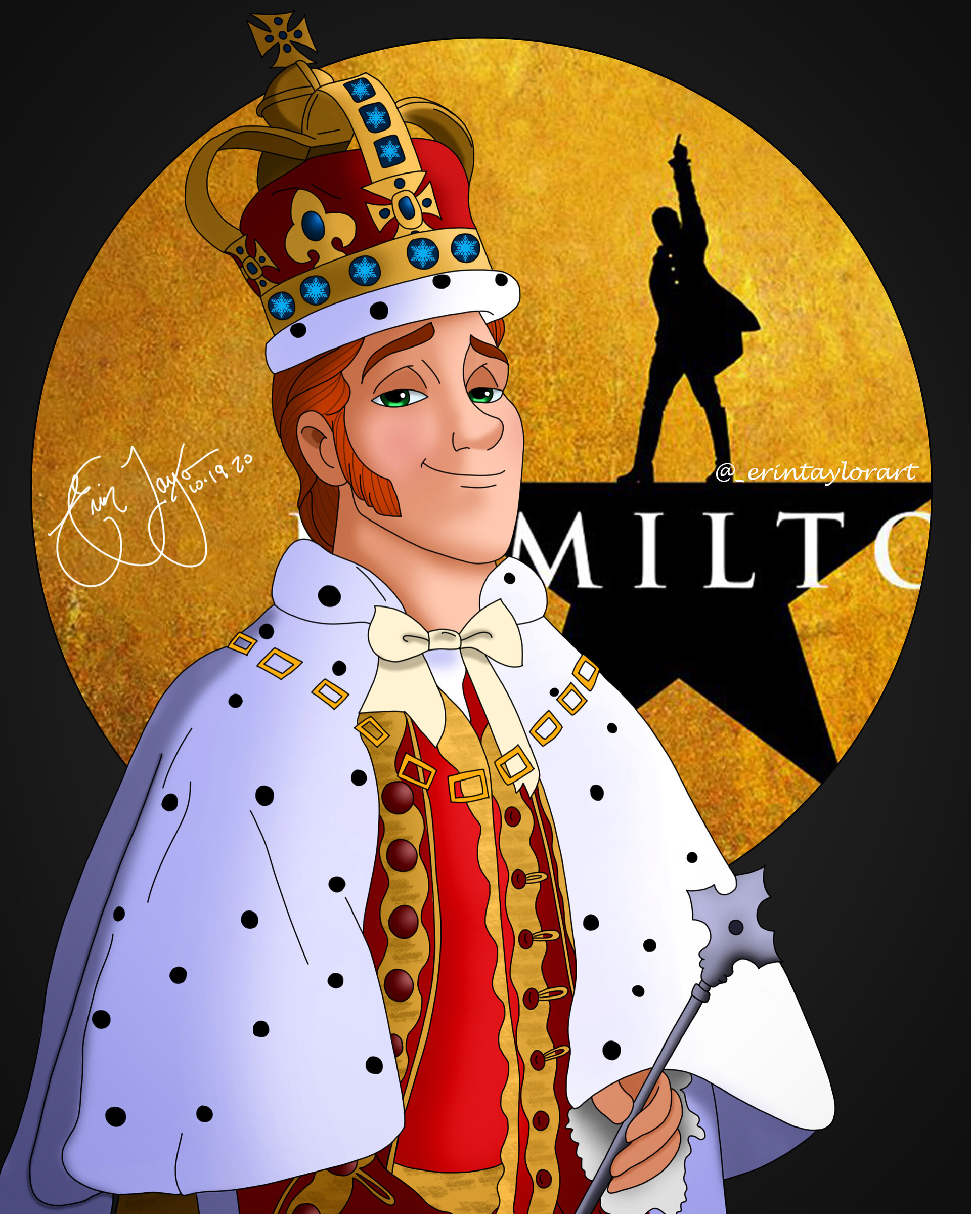 ArtStation Hans dressed as King George from Hamilton