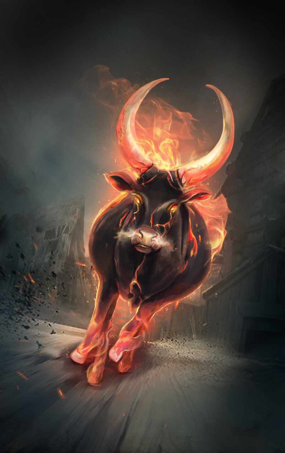 burning cow
