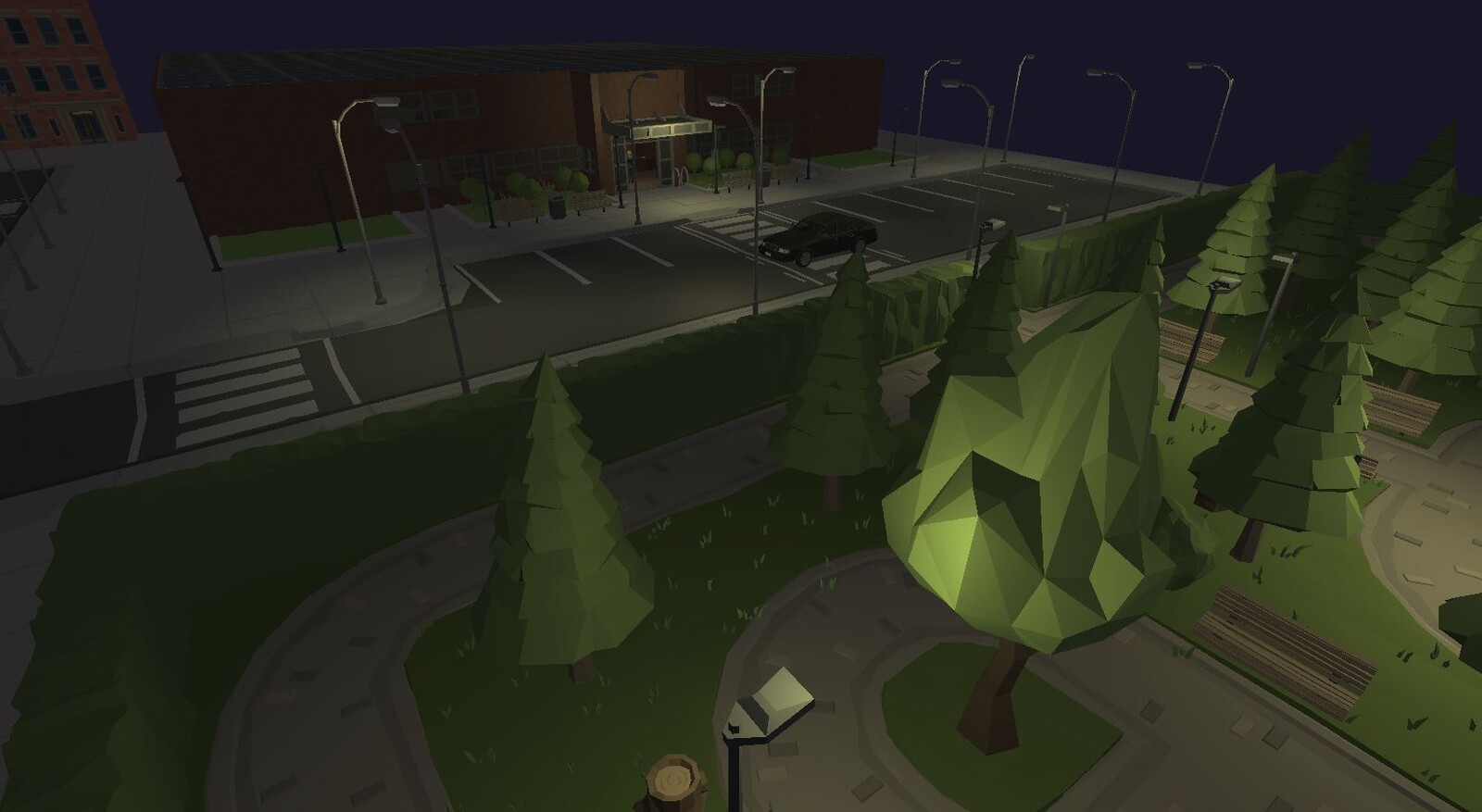 the starting point starts near the car in which the detectives arrived, the camera immediately shows us the entrance to the building