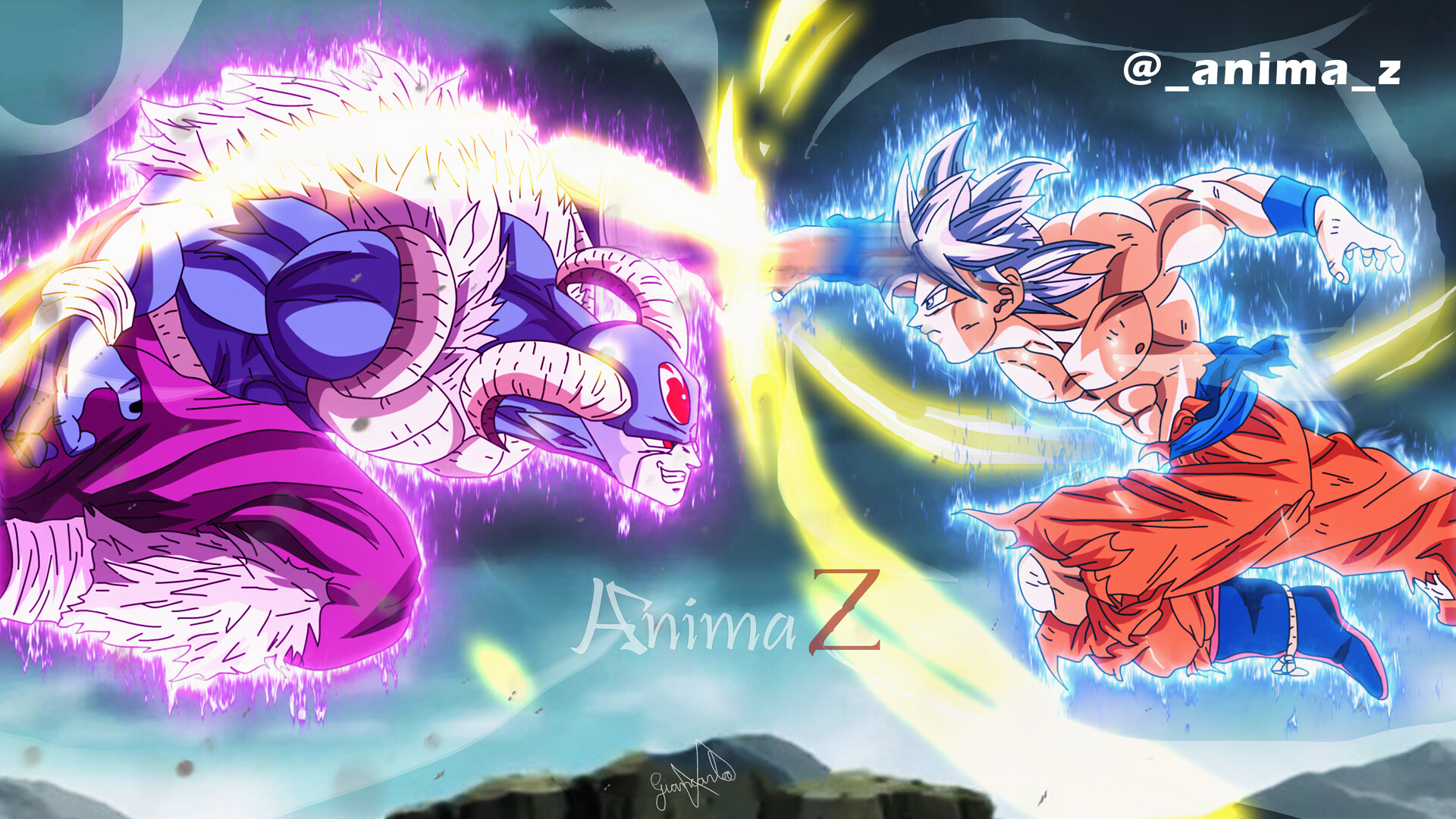 ArtStation - Ultra Instinct Goku VS Angel Moro